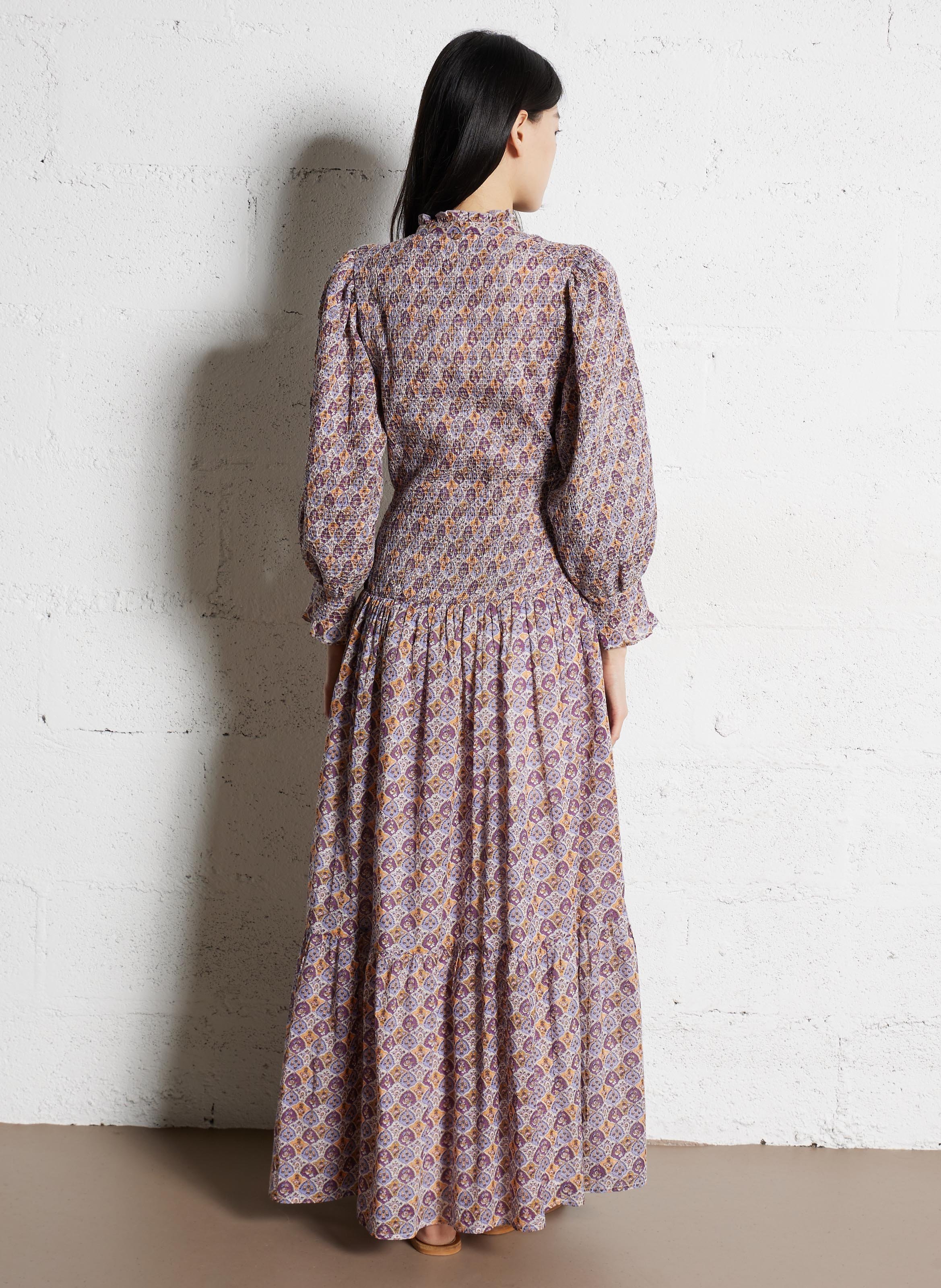 Halflange jurk met ronde hals en print ANTIK BATIK Violet