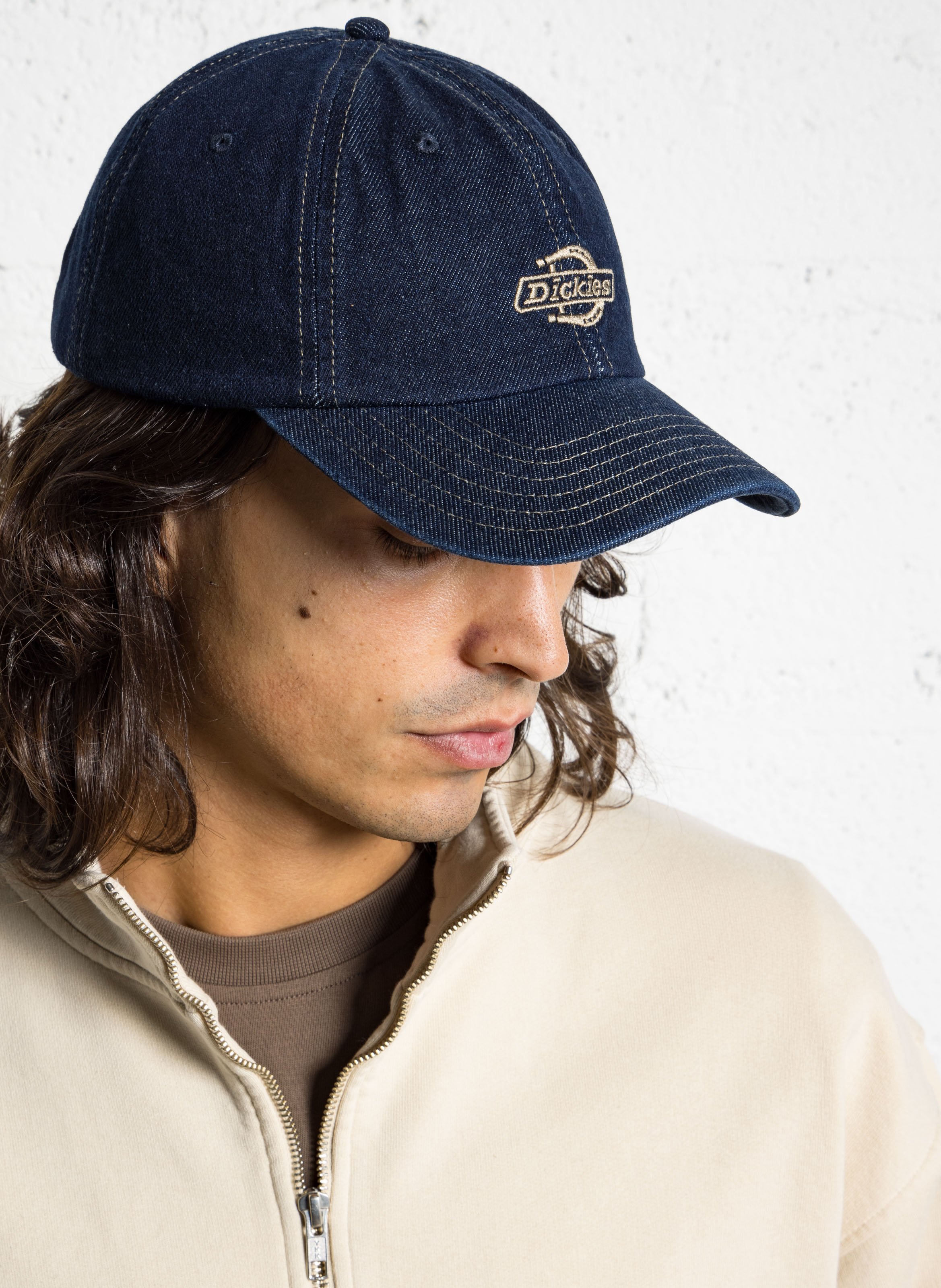 Katoenen denim pet DICKIES Blauw