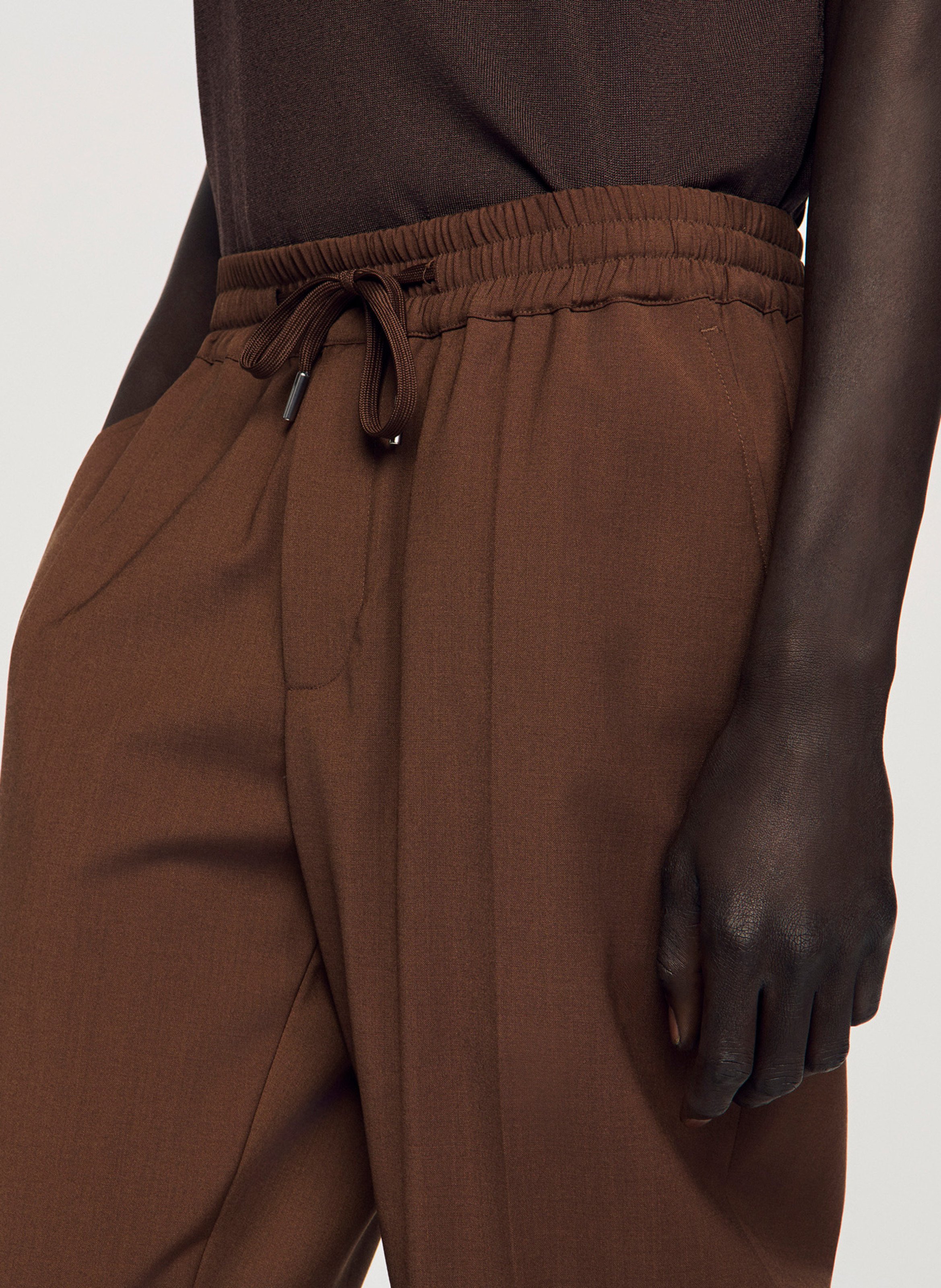 Straight-leg elasticated pants SANDRO Brown