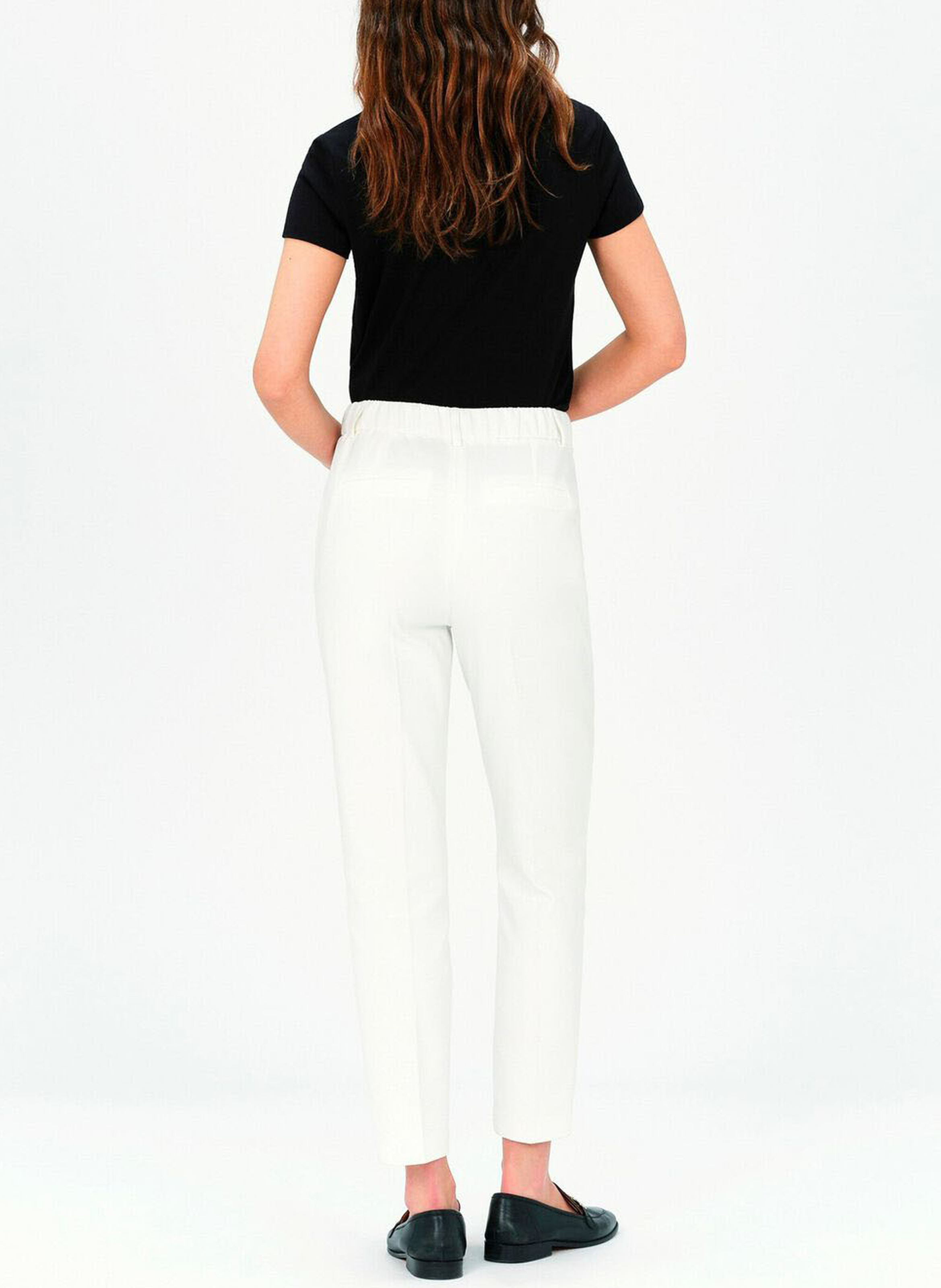 Tapered Hose aus Baumwoll-Mix Beige