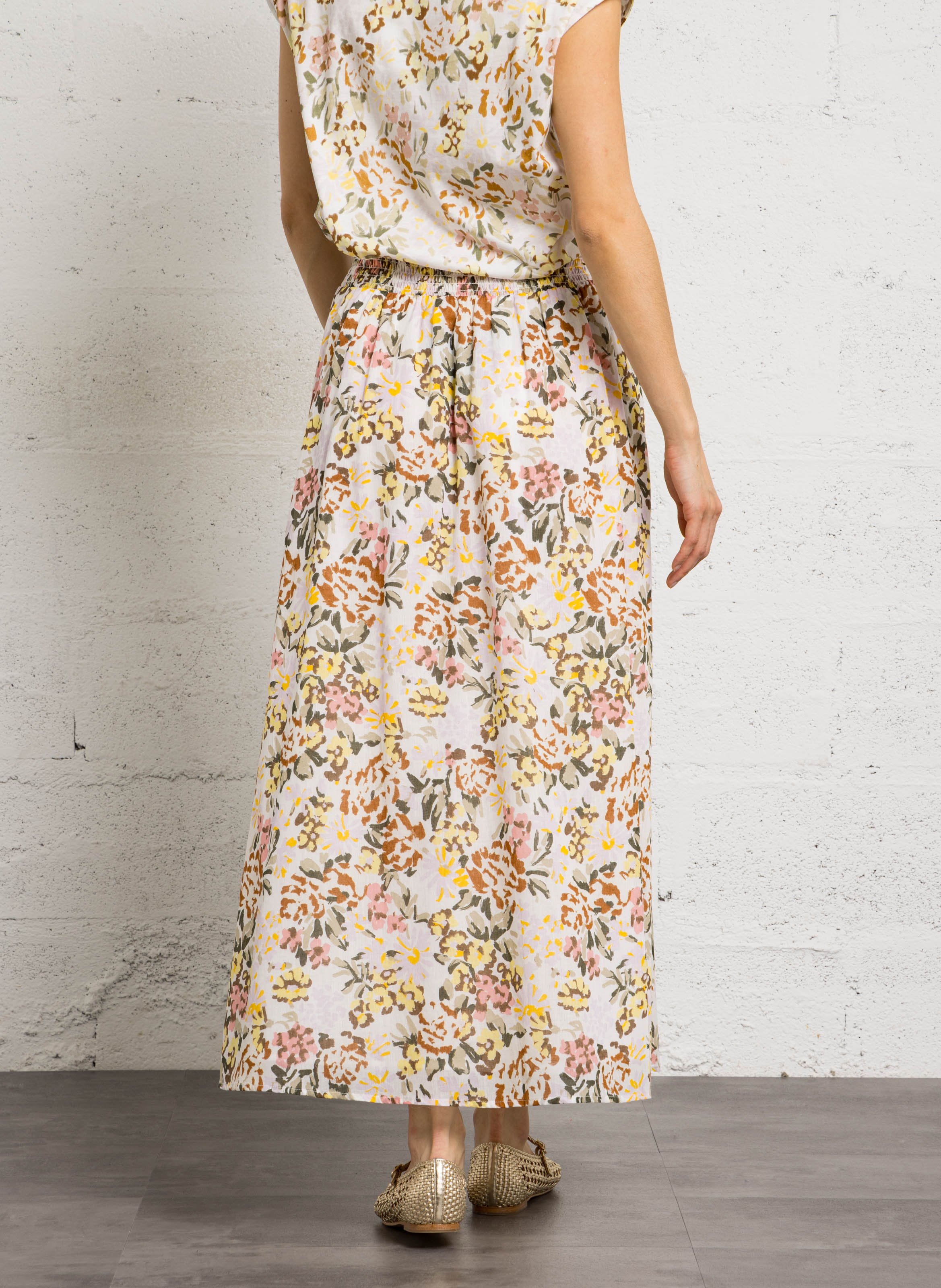 Langer Baumwollrock mit Print DES PETITS HAUTS Mehrfarbig