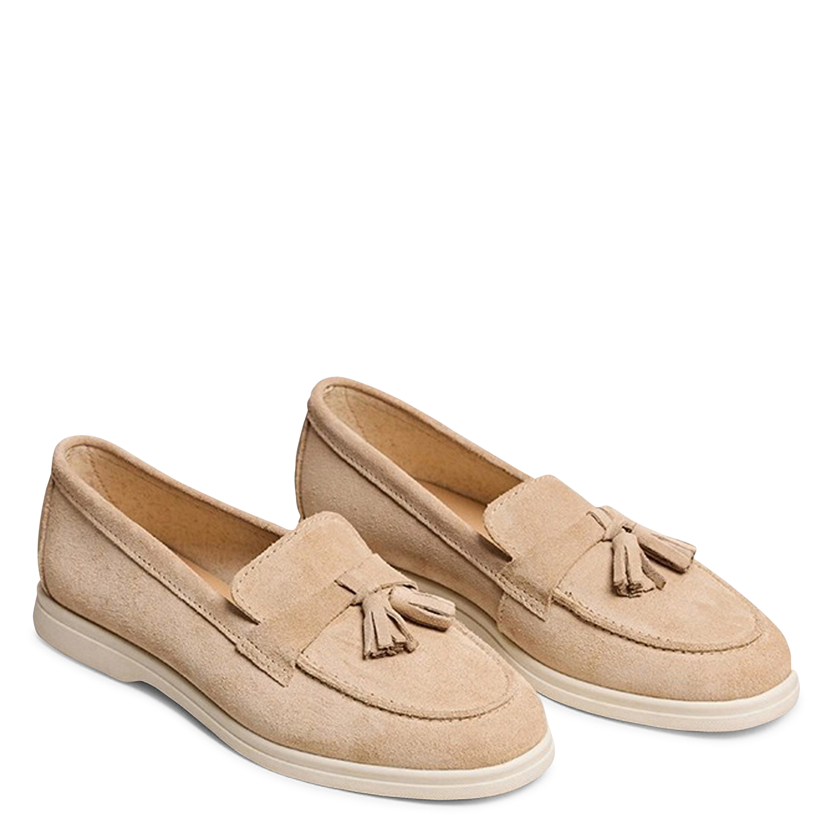 Moccasins with suede leather pompoms JONAK Beige