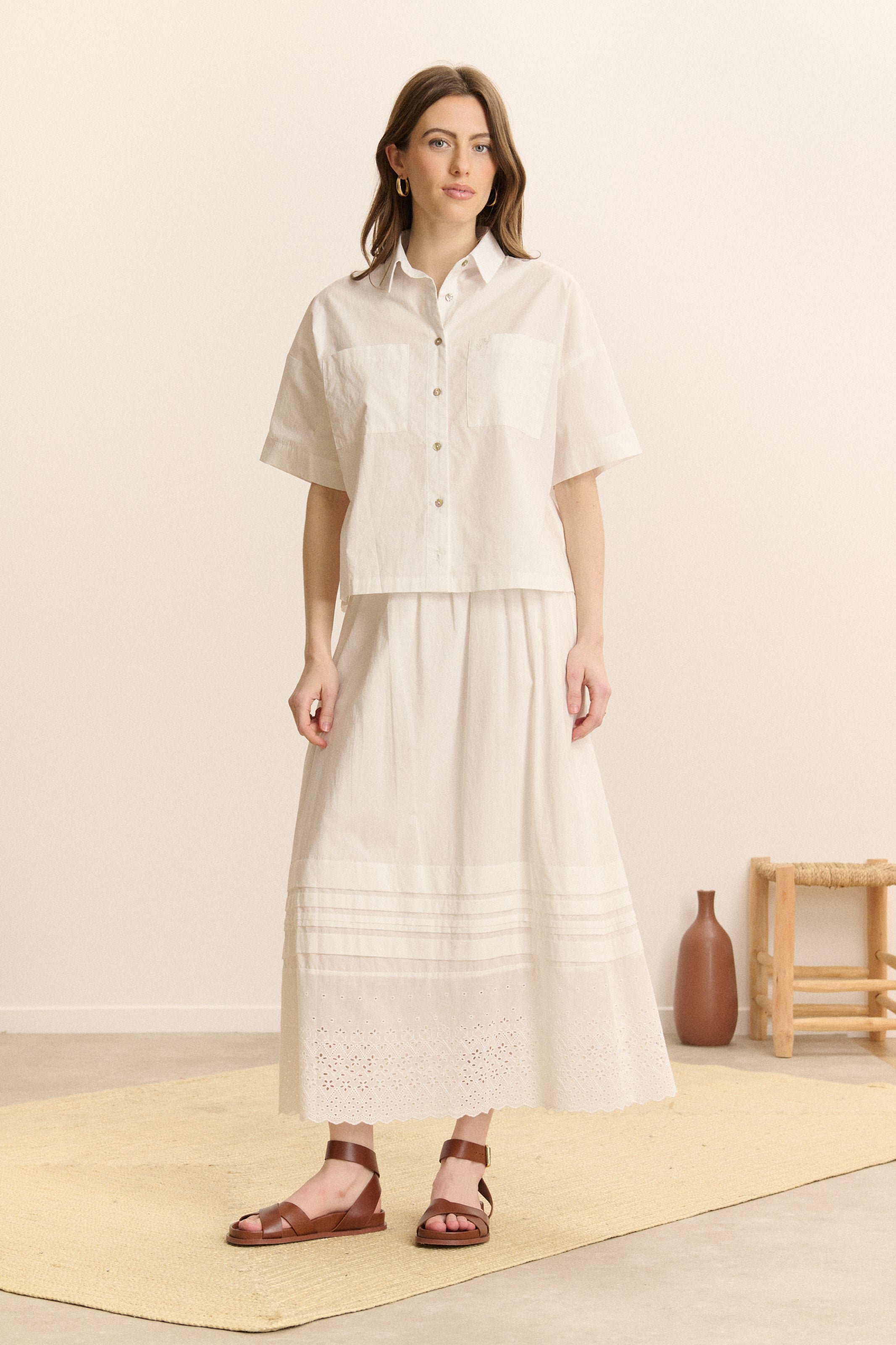 Short-sleeved poplin shirt GARANCE PARIS White
