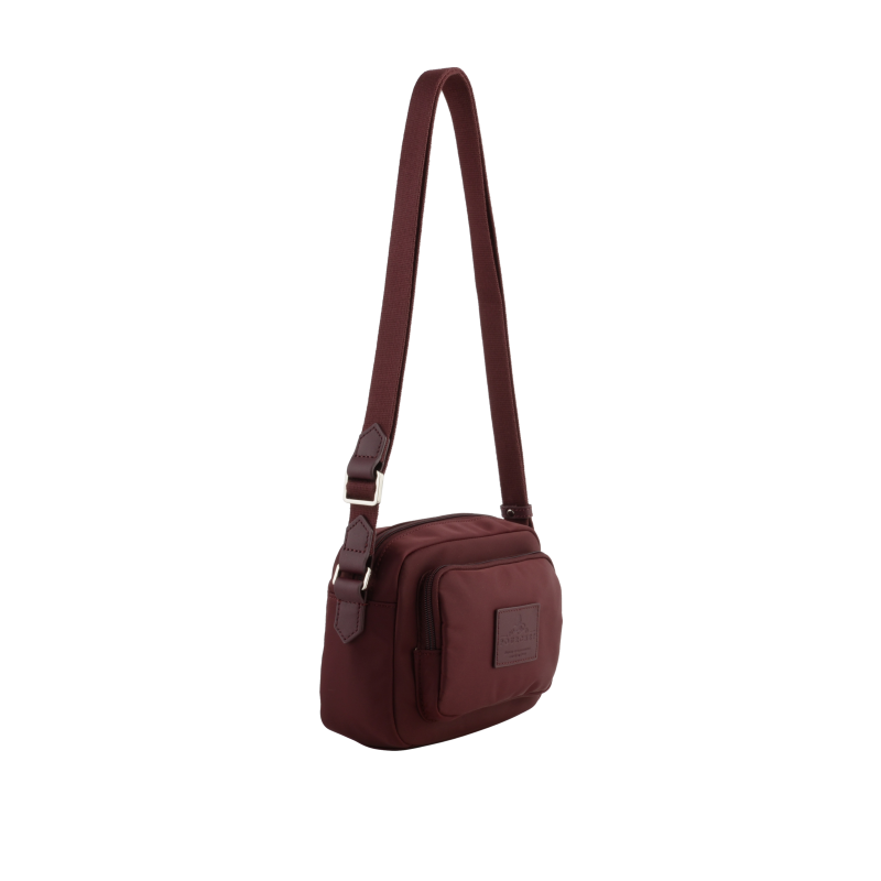 Crossbody bag in canvas trimmed with leather POURCHET Red