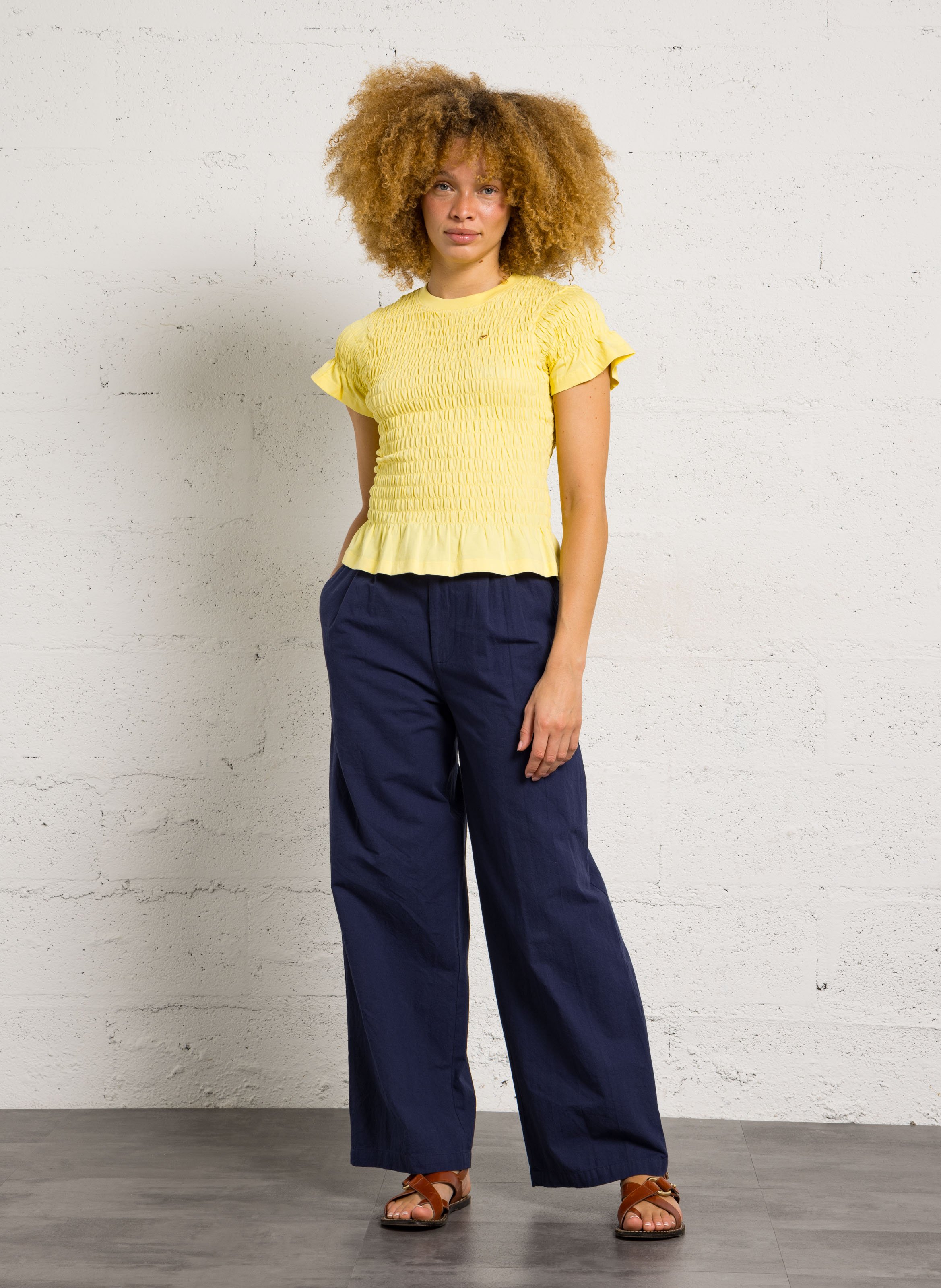 T-shirt van biokatoen met ronde hals FABIENNE CHAPOT Geel