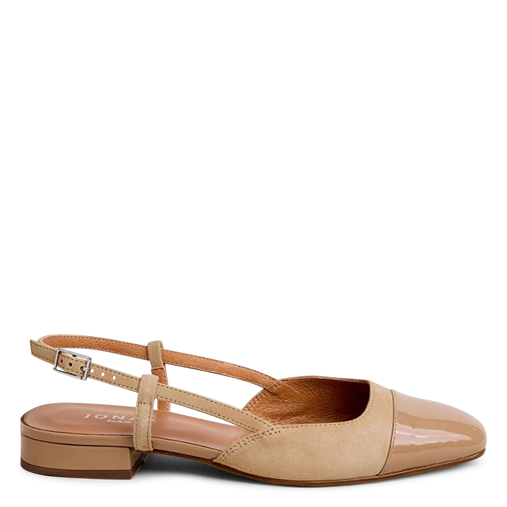 Ballerina's van tweemateriaal leer JONAK Bruin