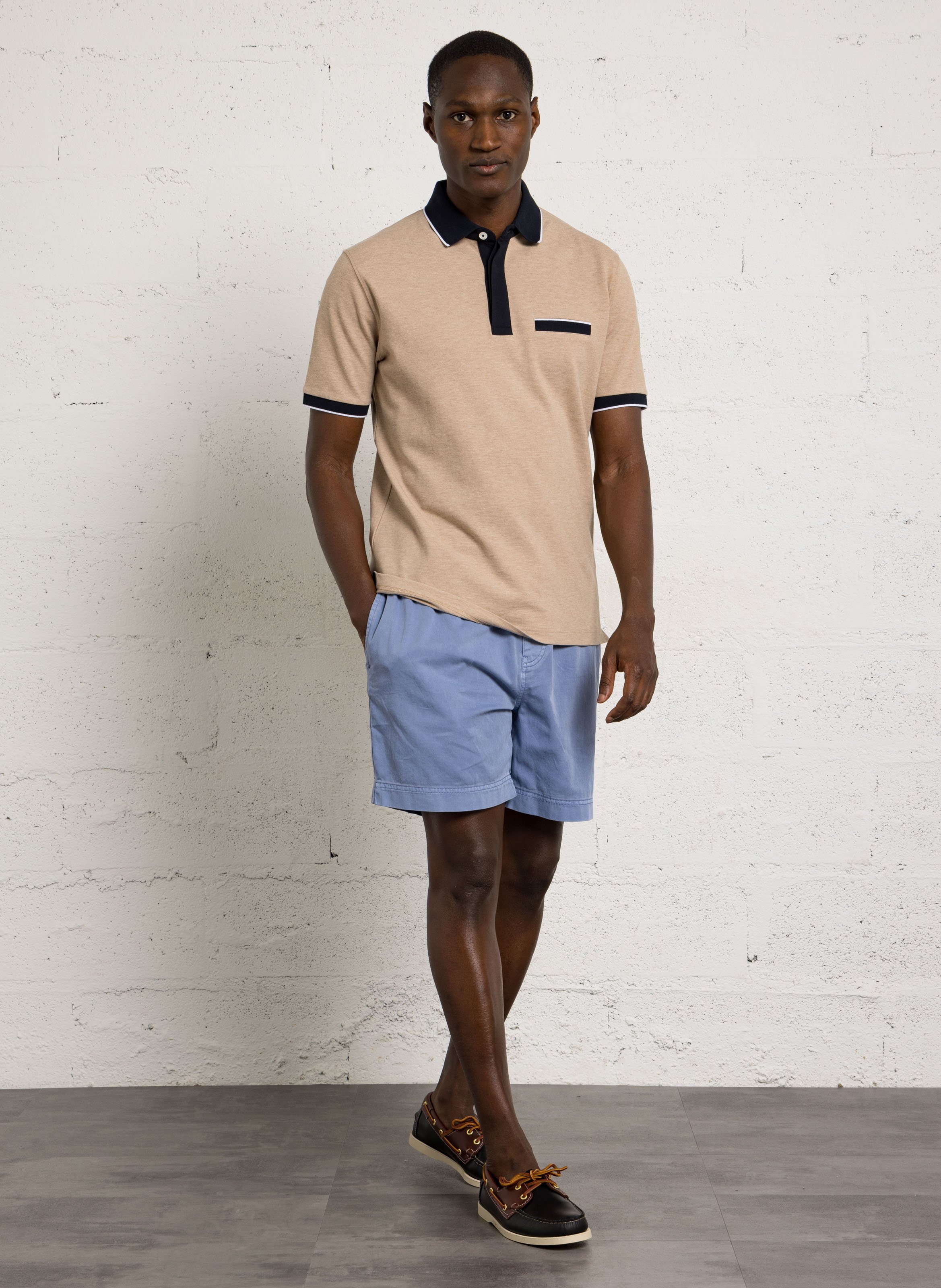 Gerade geschnittenes Poloshirt aus Baumwoll-Mix EDEN PARK Beige