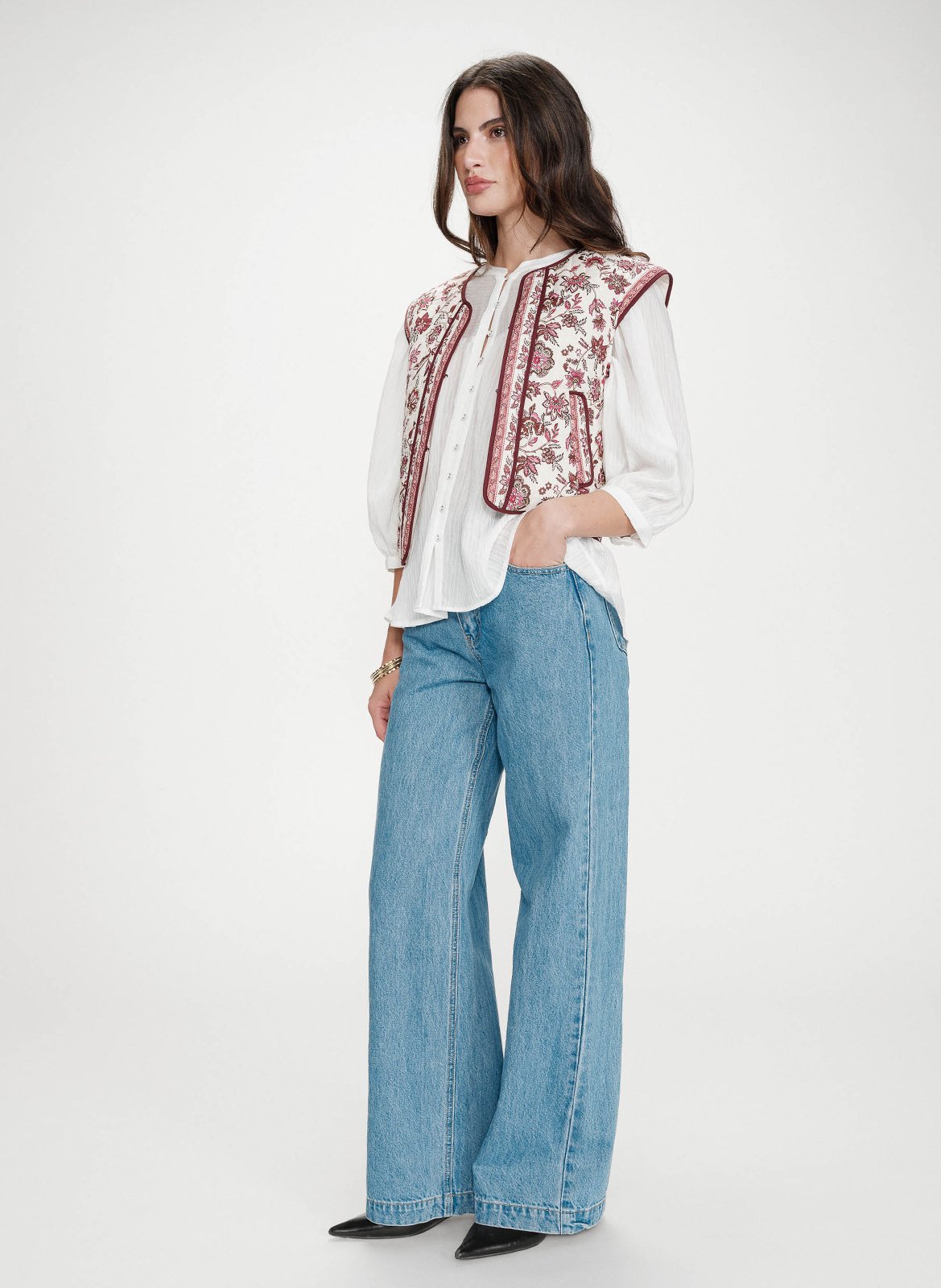 Printed sleeveless short jacket GRACE ET MILA Pink