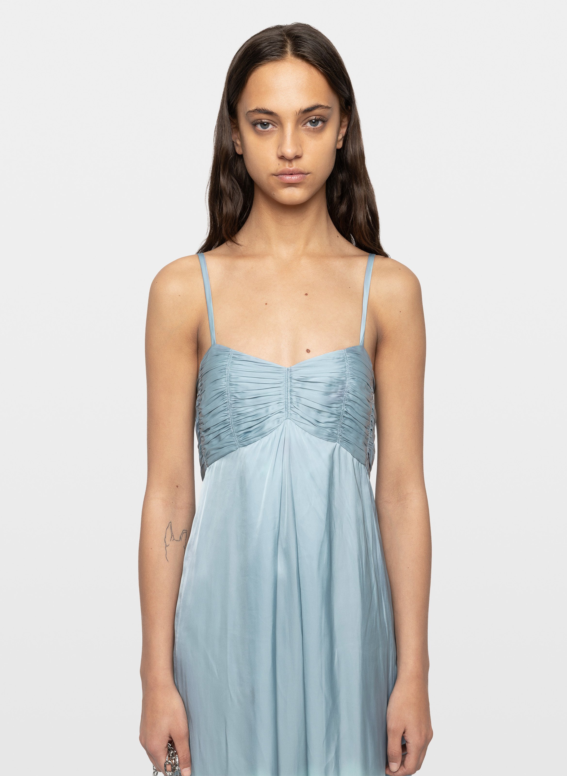 Lange wijdvallende vloeiende jurk Blauw