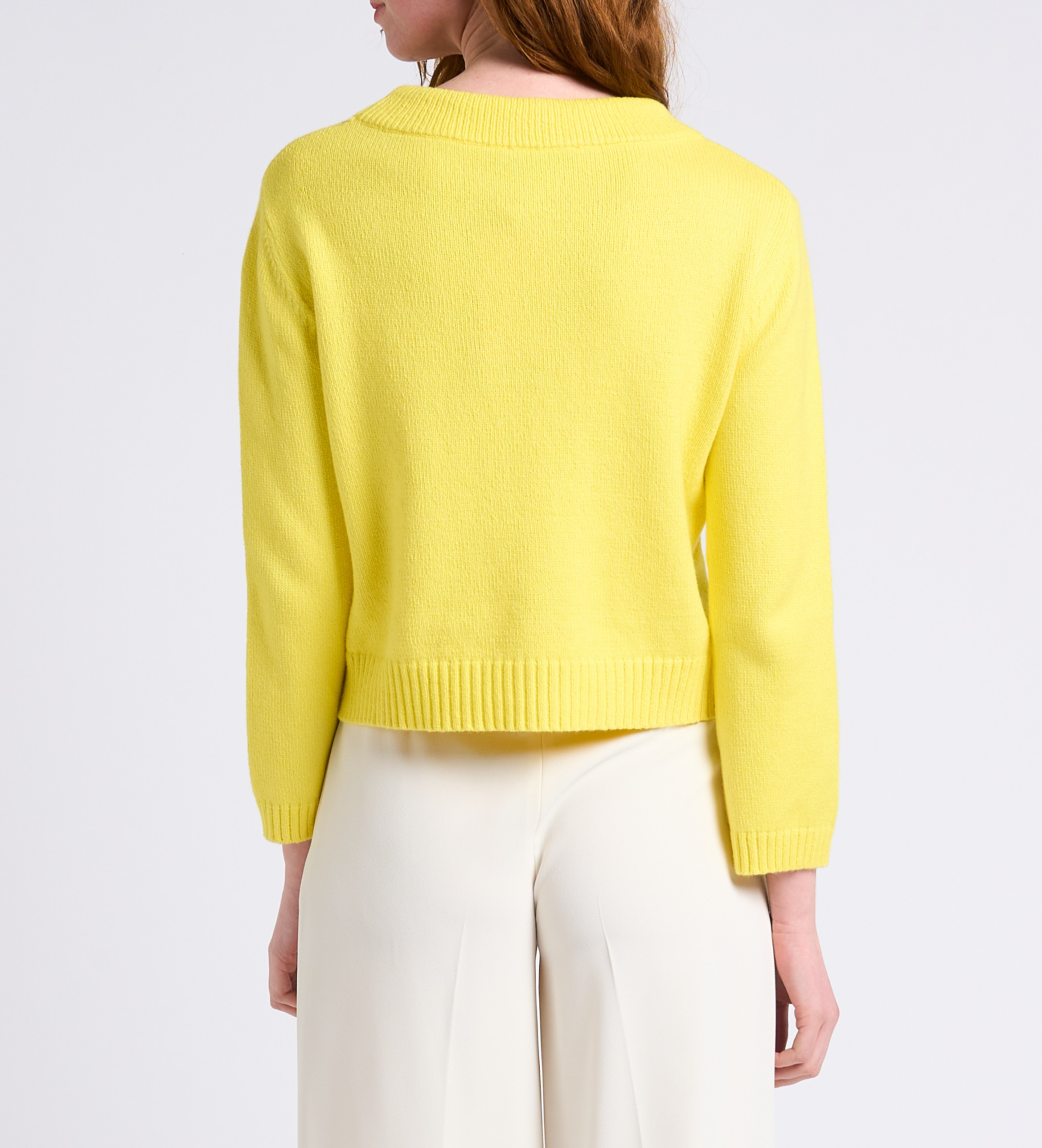 Kurzer Rundhalspullover aus Baumwoll-Mix MAX&Co. Gelb