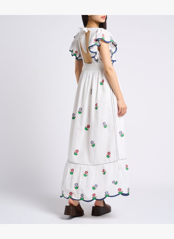 Long fitted dress with floral embroidery White Paul and joe - Women | Place des Tendances Long fitted dress with floral embroidery White Paul and joe - Women | Place des Tendances