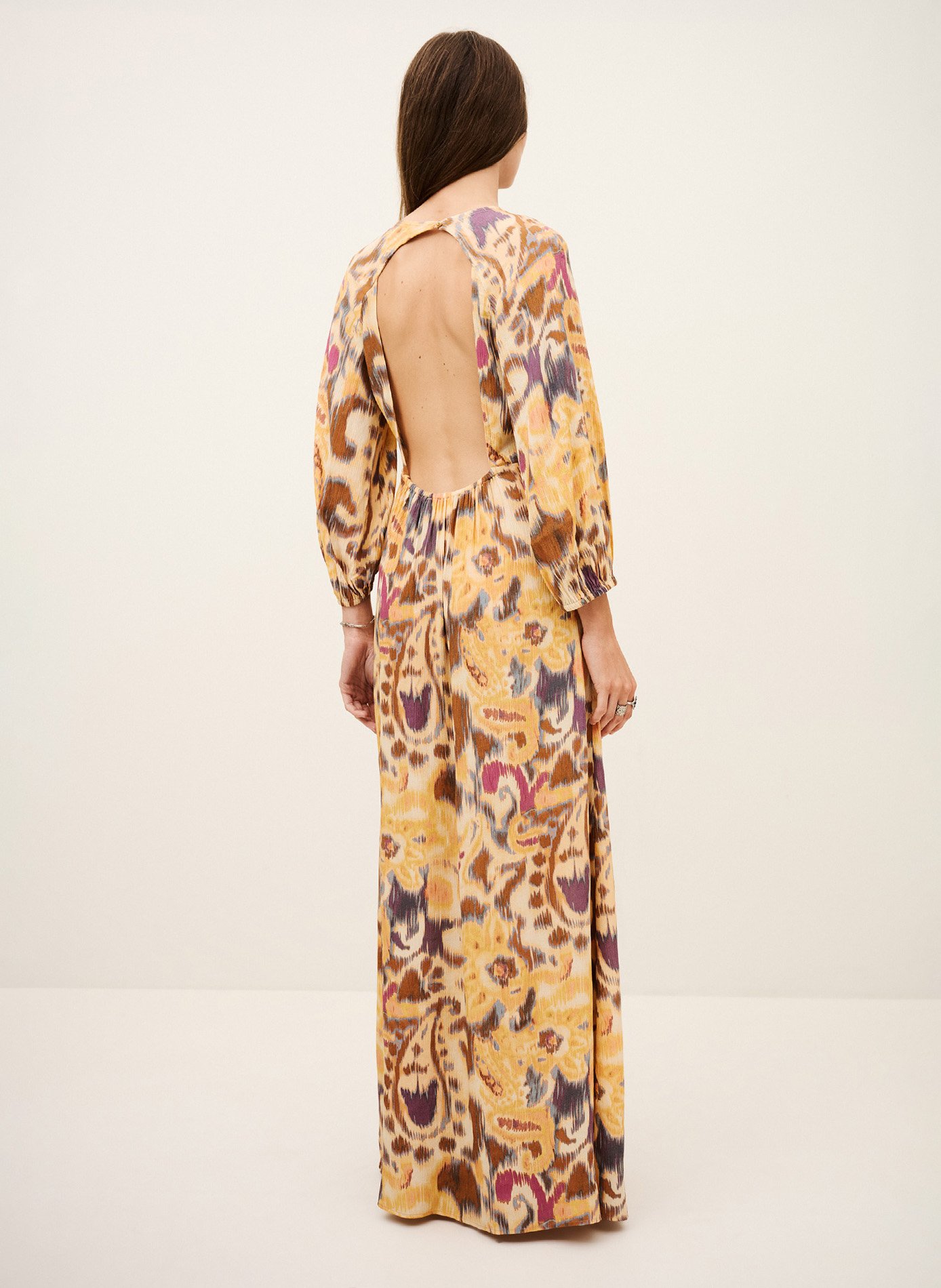 Robe longue col V imprimée BA&SH Jaune