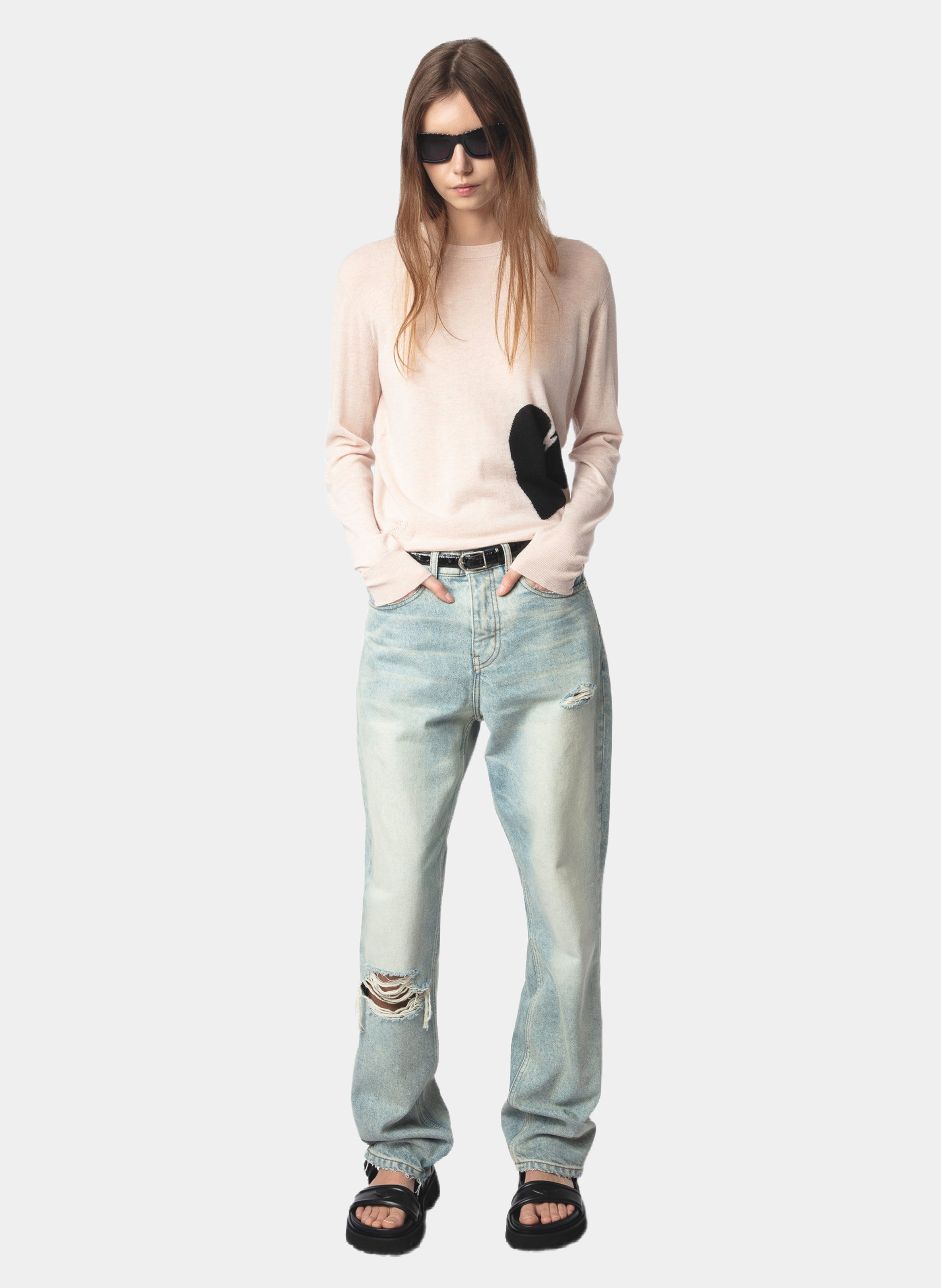 Pull droit imprimé en cachemire  ZADIG&VOLTAIRE Rose