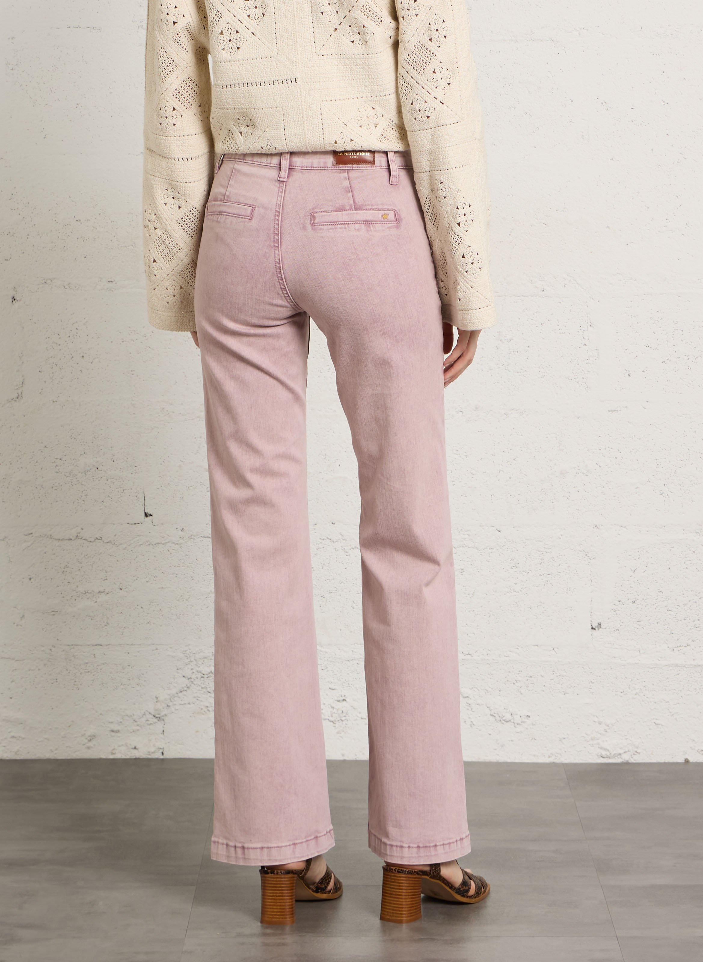 Jean flare en coton mélangé LA PETITE ETOILE Rose