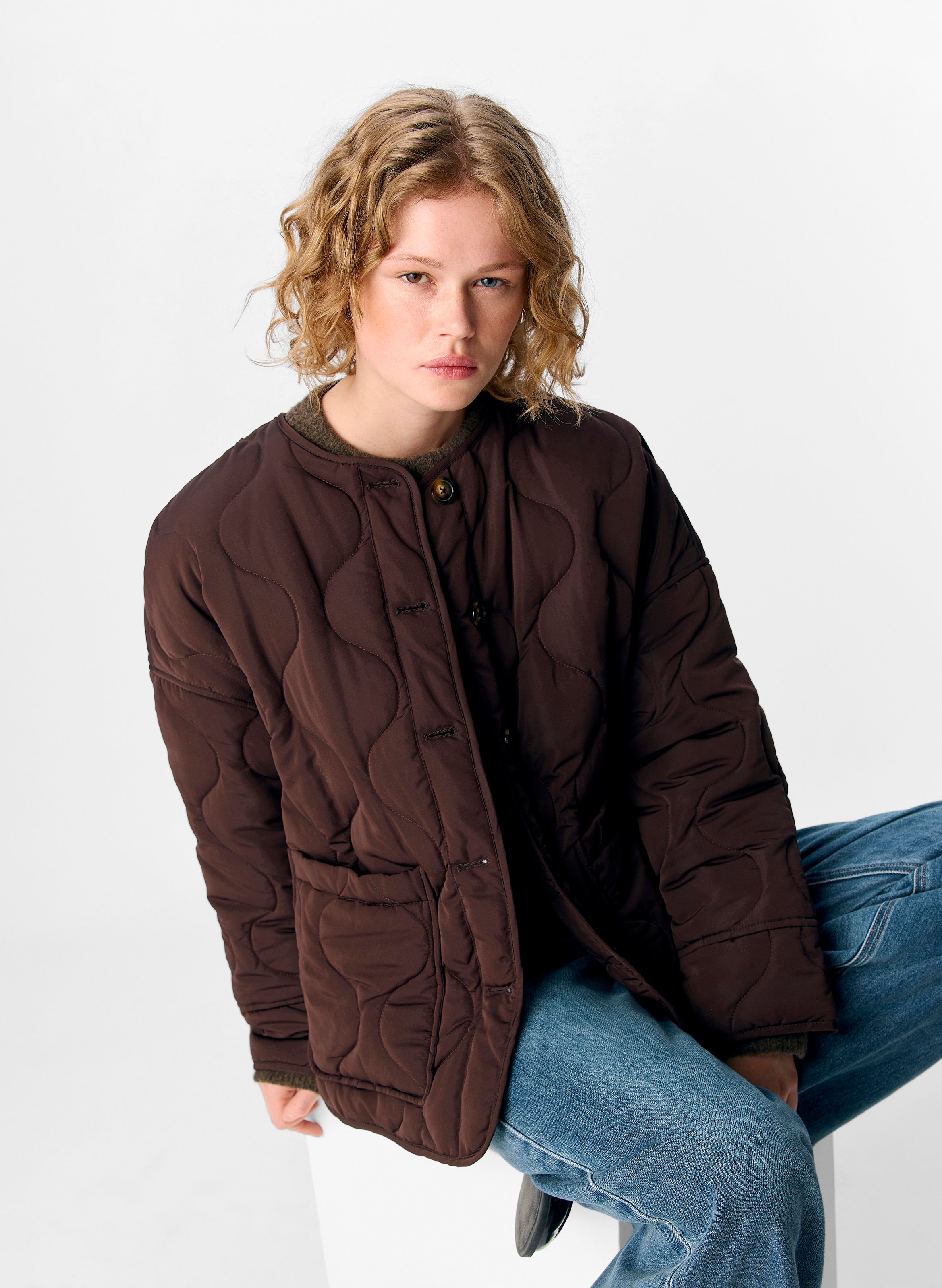Veste droite matelassée  OBJECT Marron