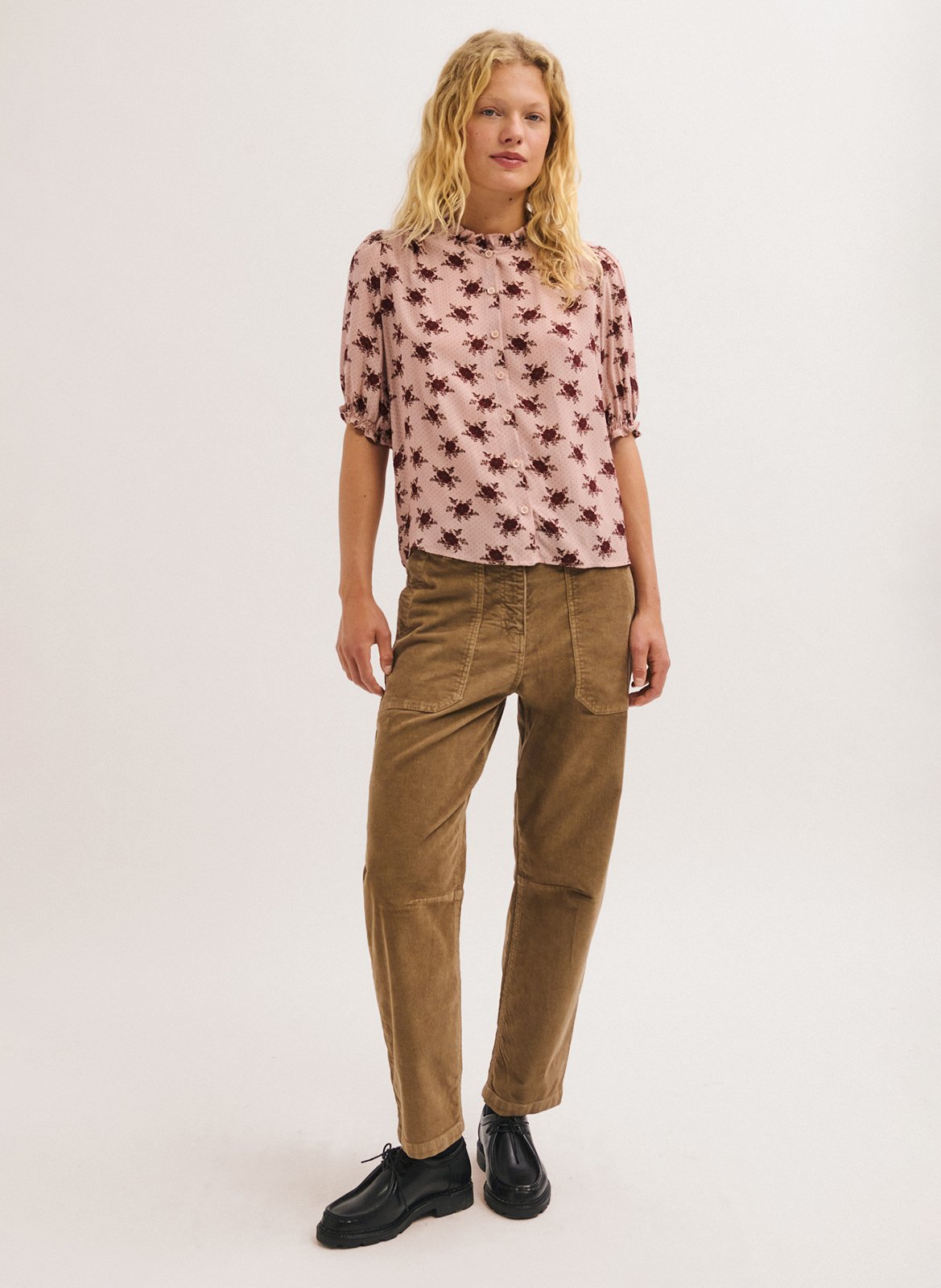 Straight shirt with high collar PABLO Pink
