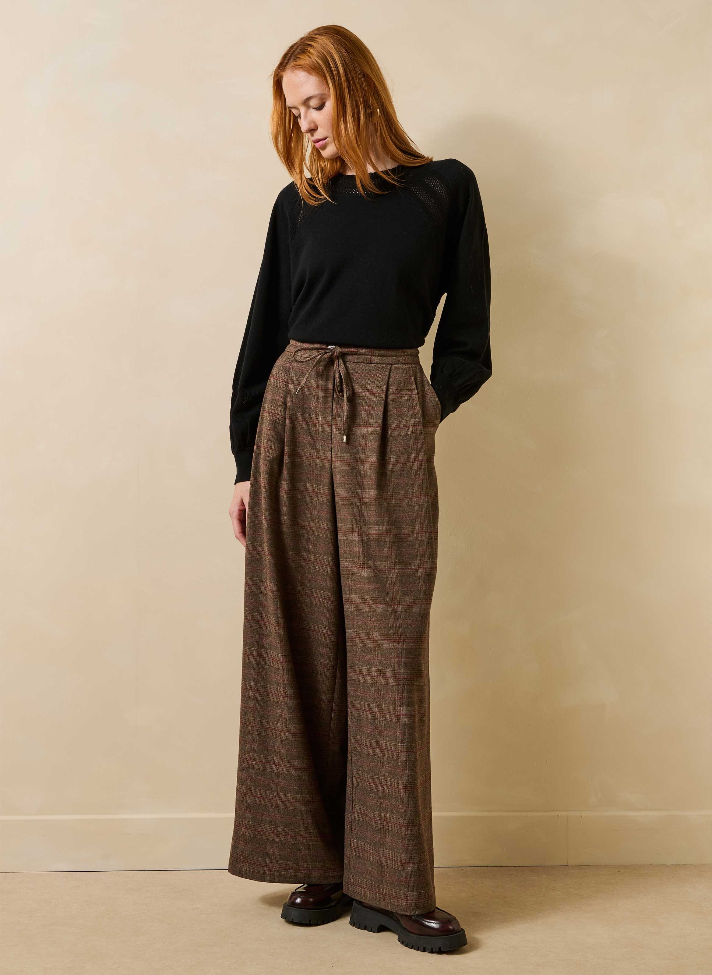 Wijde, geruite broek LA FEE MARABOUTEE Bruin
