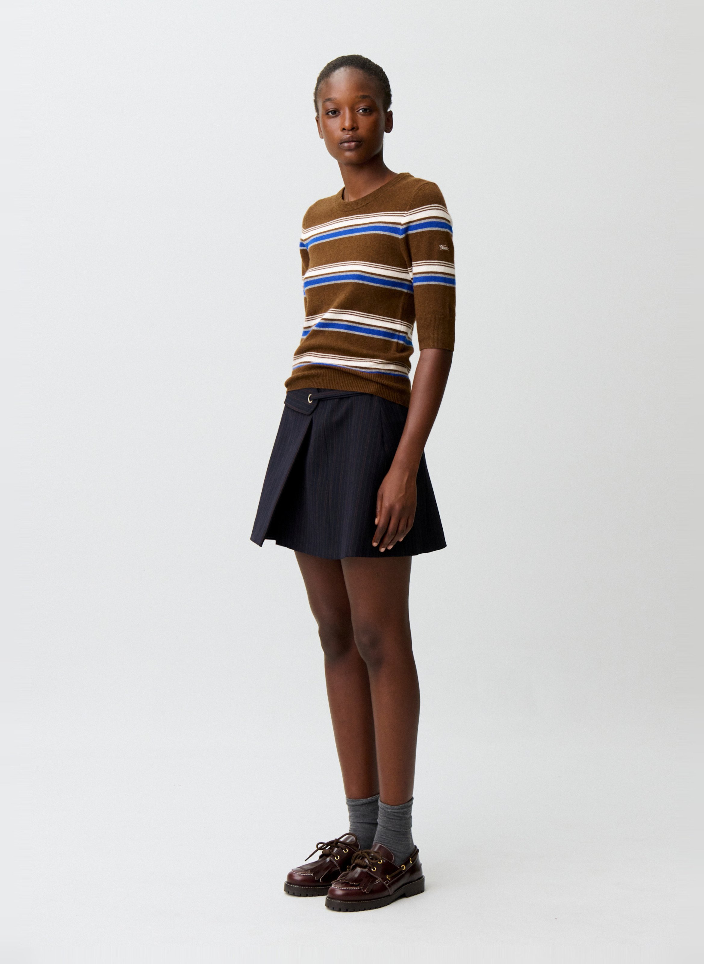 Pull droit manches courtes en laine mélangée CLAUDIE PIERLOT Multicolore