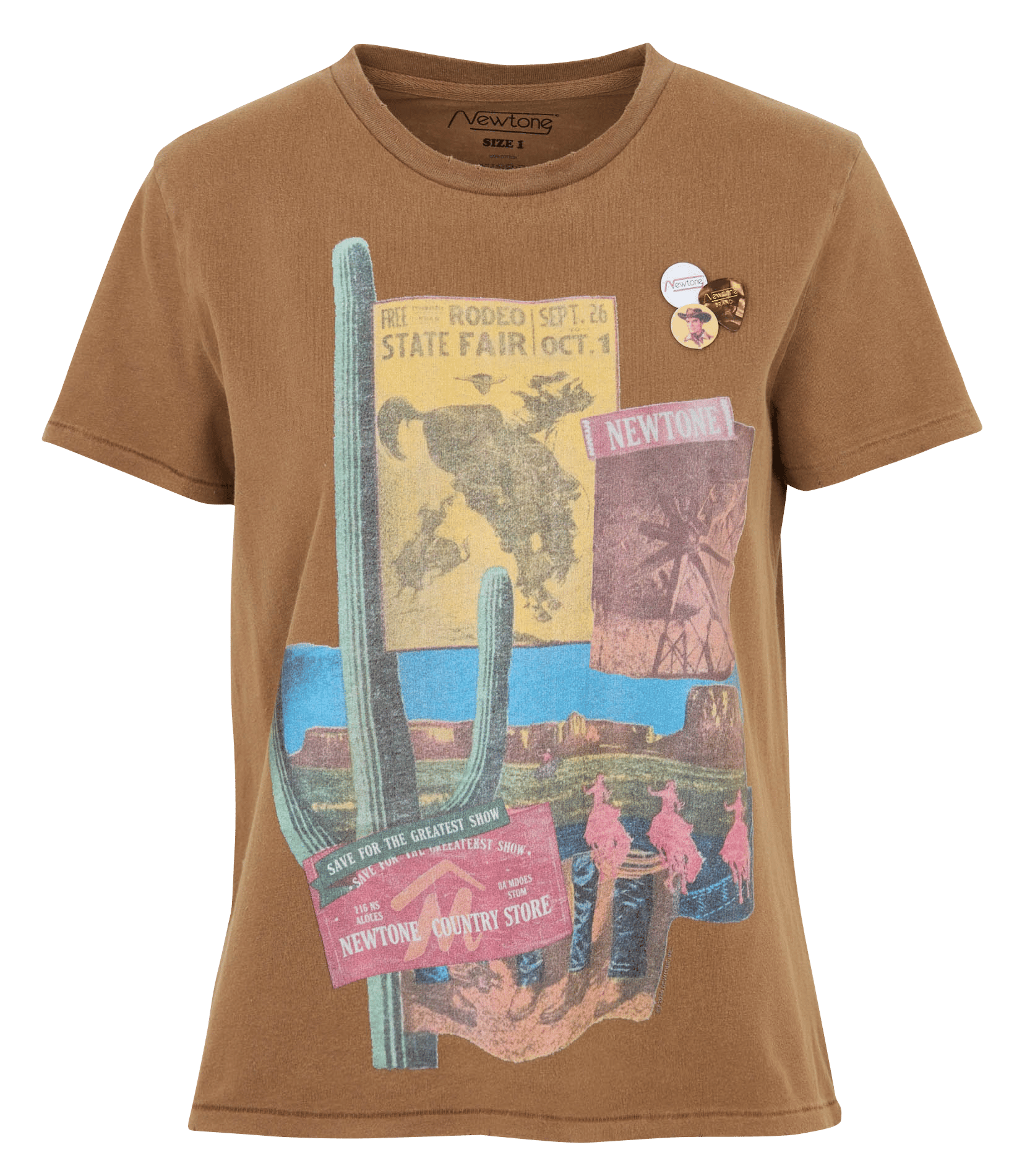 T-shirt droit à détails badges en coton NEWTONE
