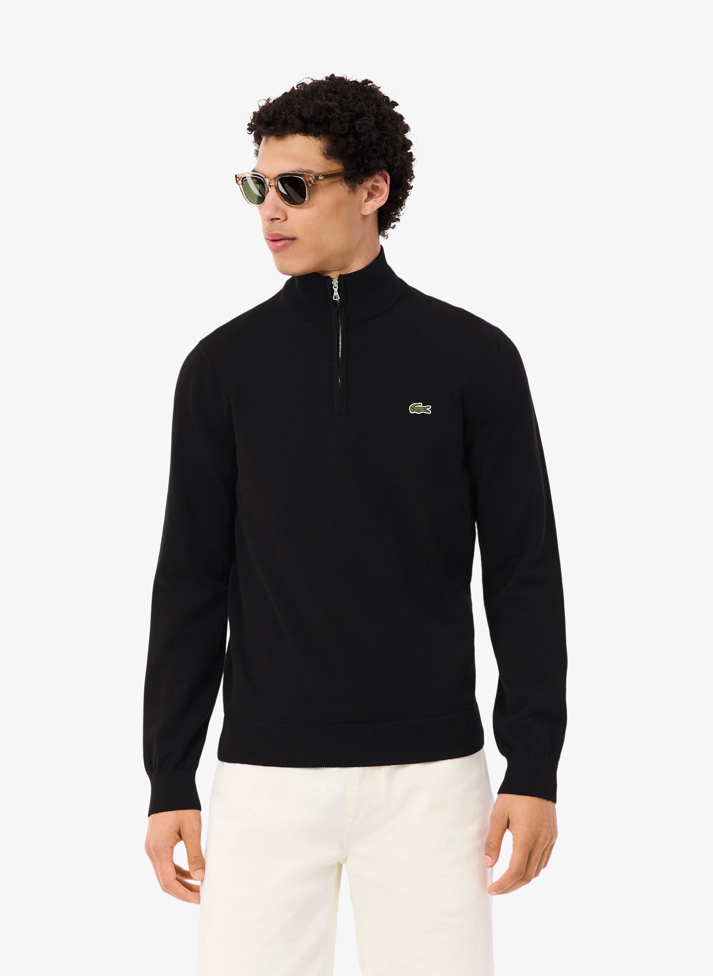 Trui met kraag met rits LACOSTE Zwart