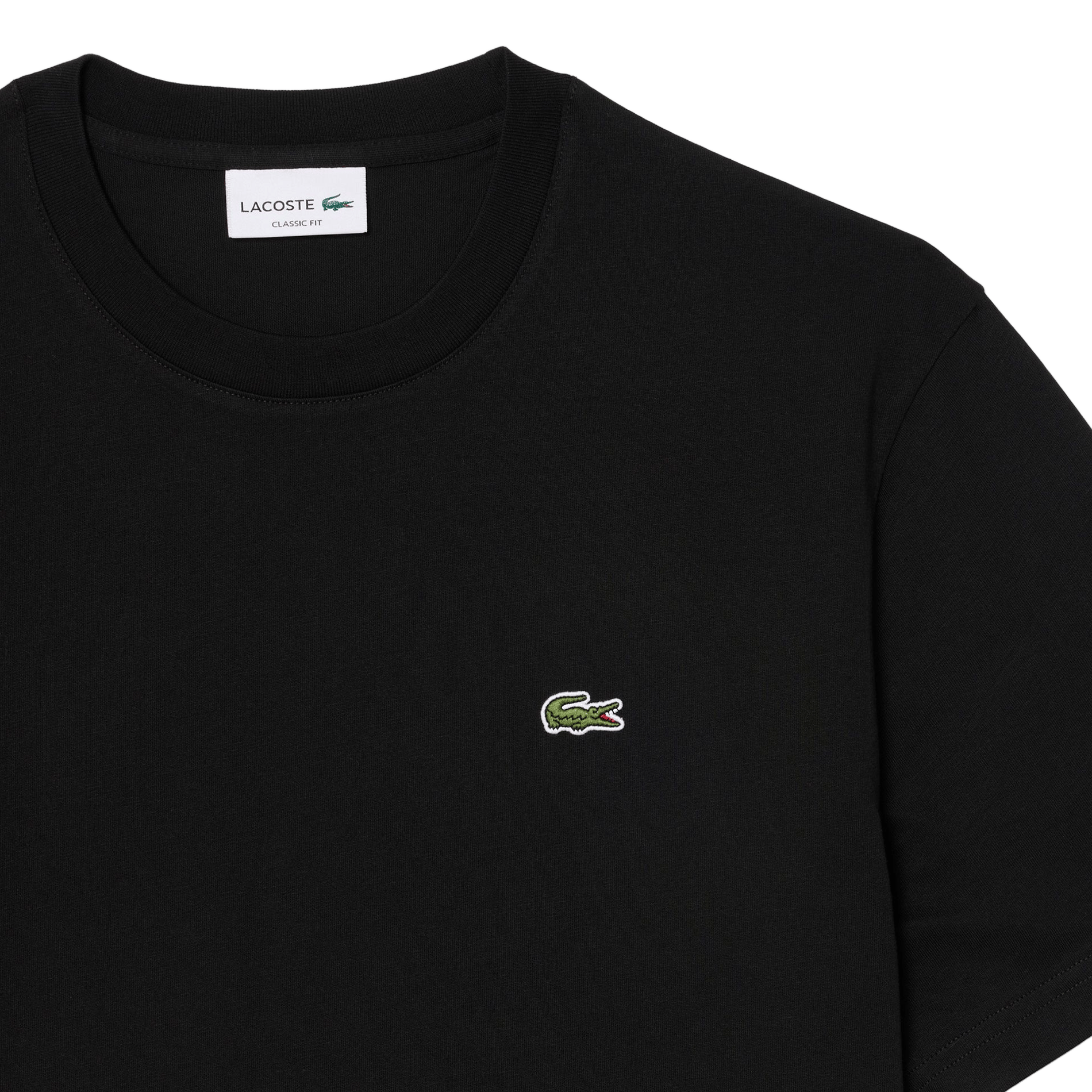 Einfarbiges T-Shirt mit Baumwolllogo LACOSTE Schwarz