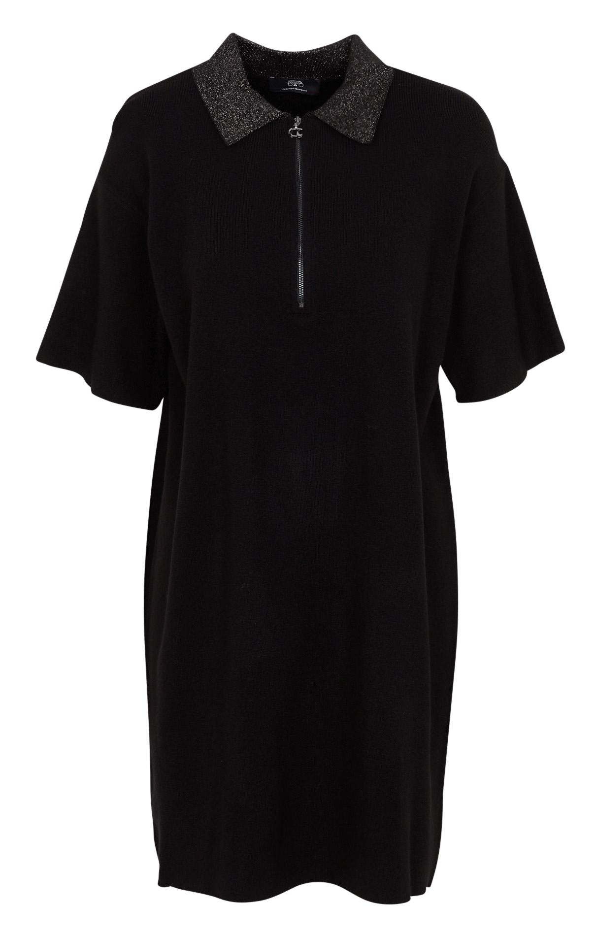 Robe courte à col zippé pailleté LE TEMPS DES CERISES Noir