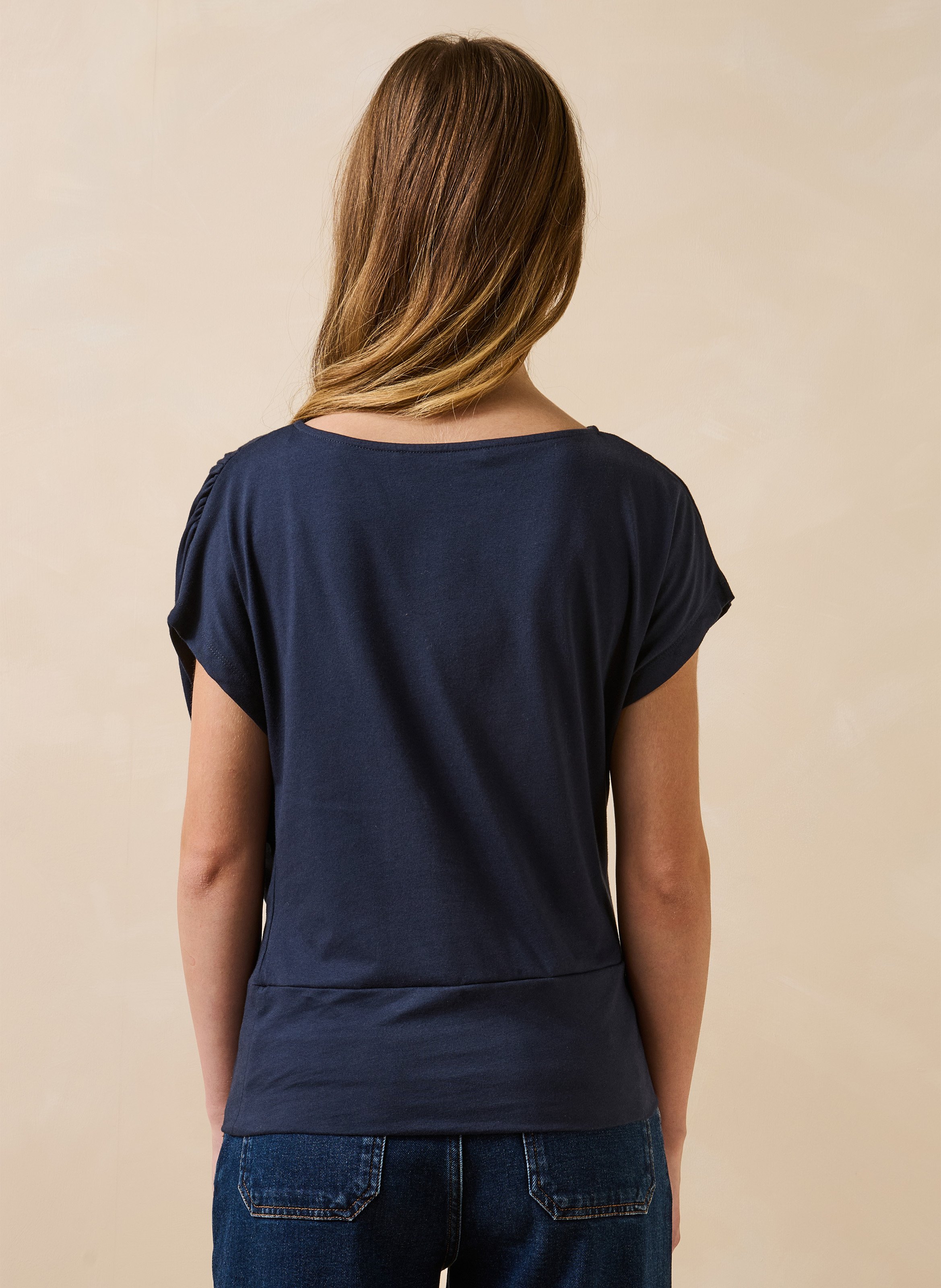 Top ajusté en coton bio LA FEE MARABOUTEE Bleu