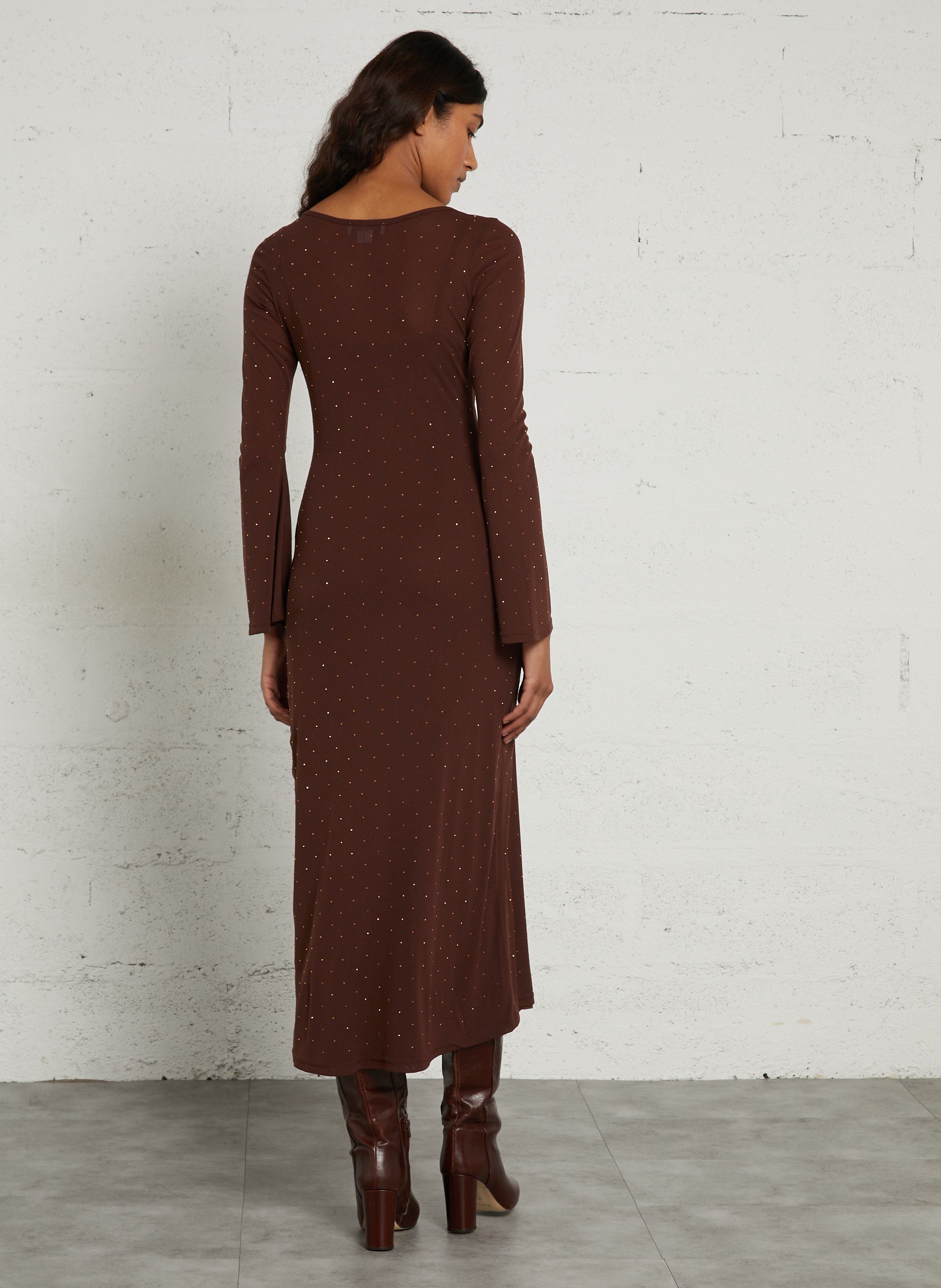 Langes Paillettenkleid NEVER FULLY DRESSED Braun