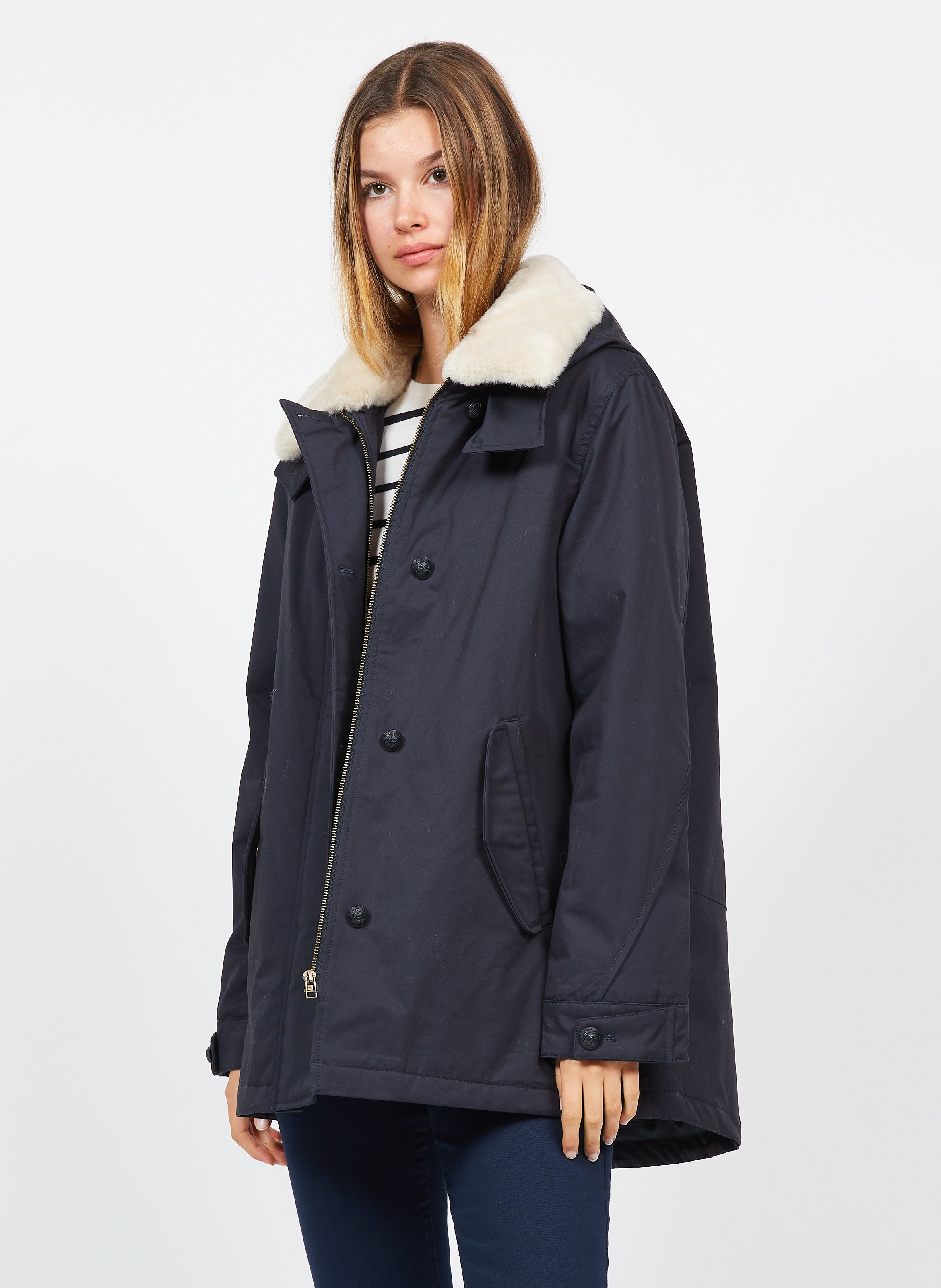 Abrigo De Algodón Clásico Y Capucha Caroll - | Place des Tendances