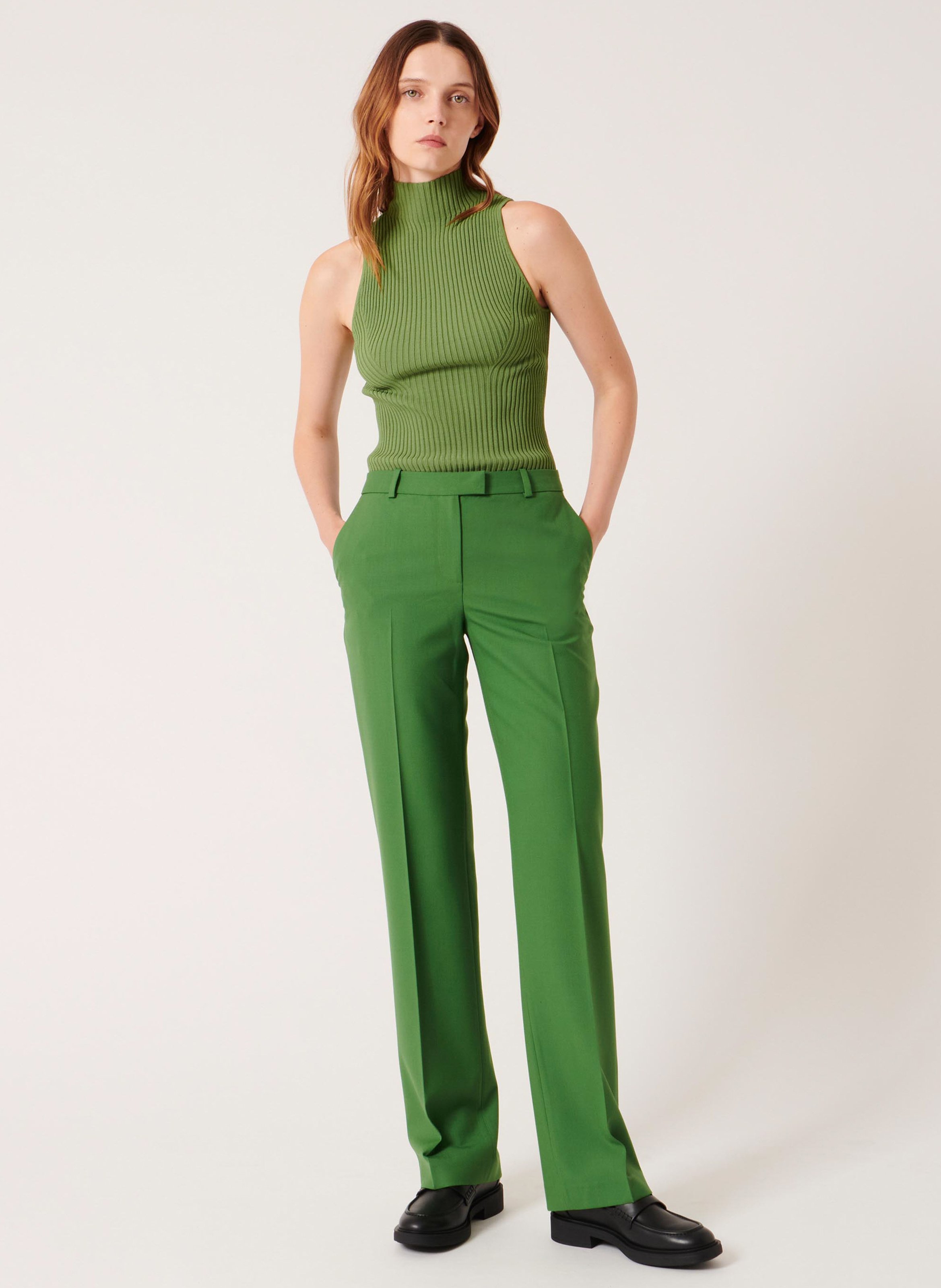 Pantalon taille haute discount vert