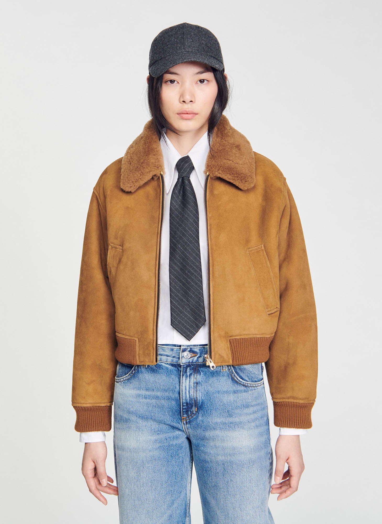 Sandro hot sale sheepskin jacket