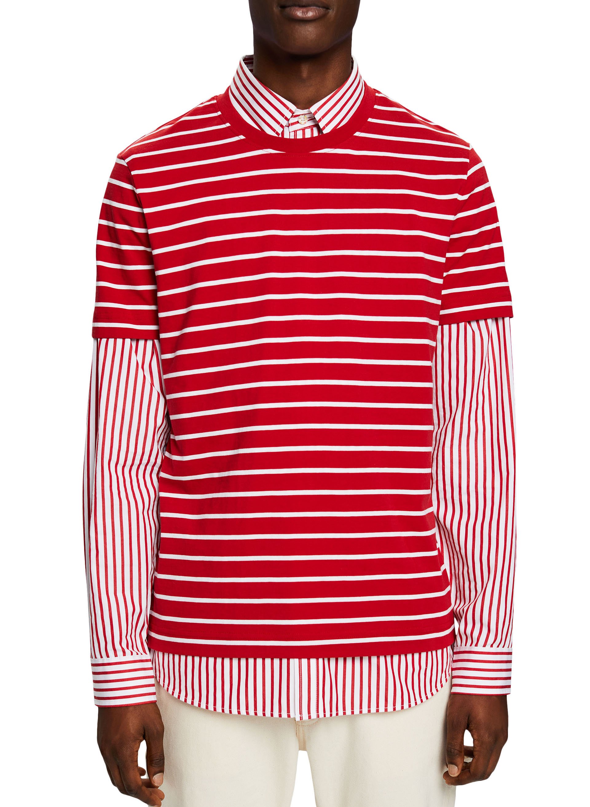 Tee-shirt col rond en coton ESPRIT Rouge