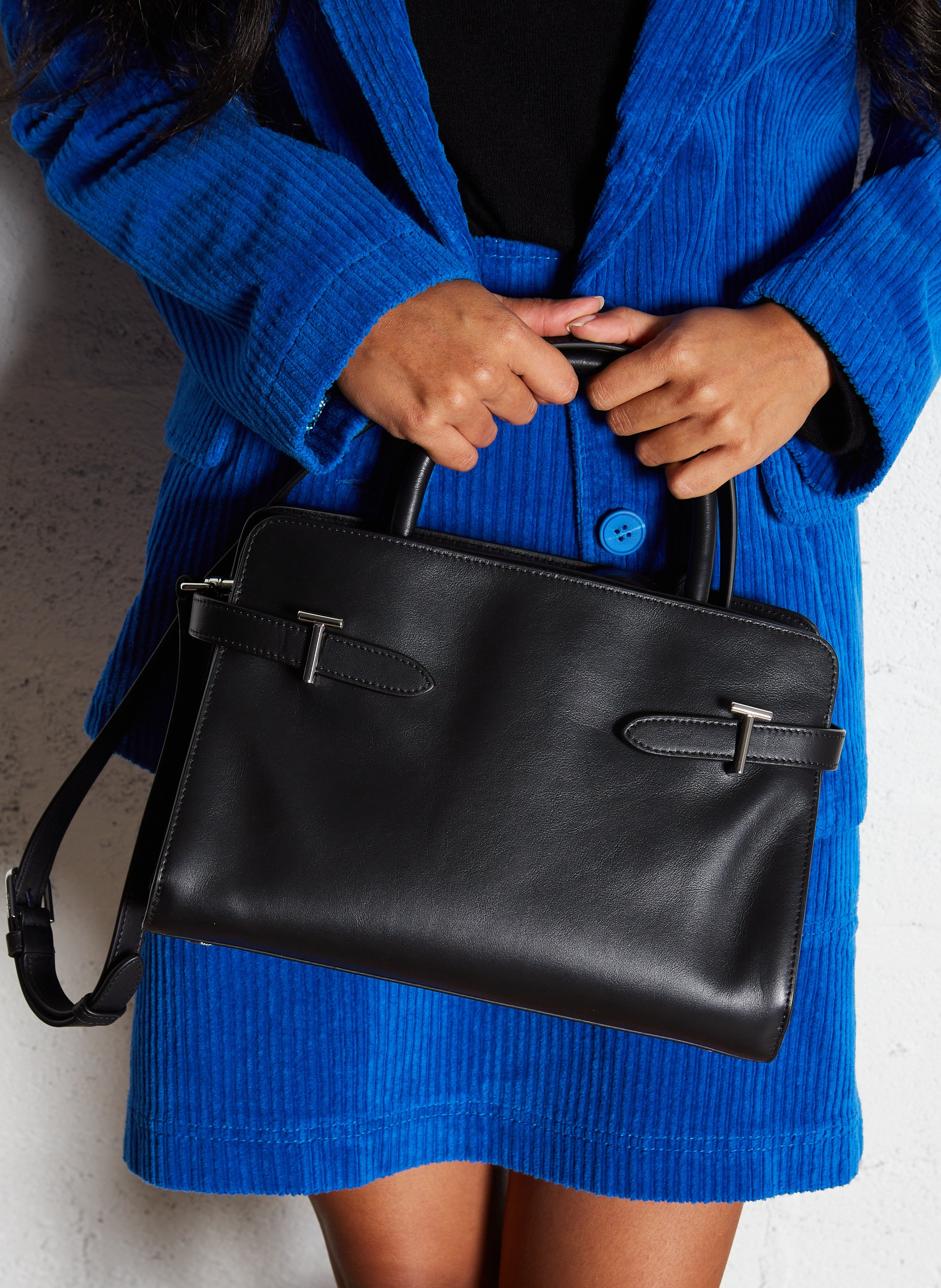 Sac à main moyen en cuir  LE TANNEUR Noir