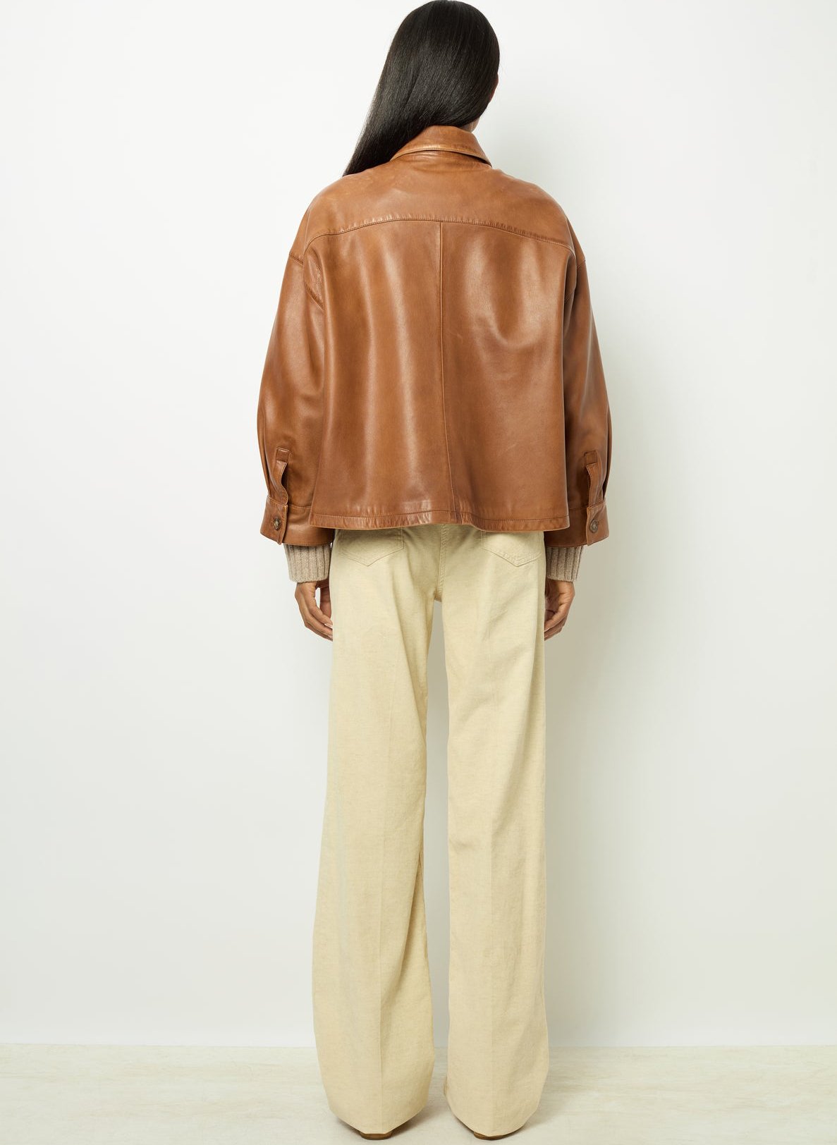 Leather jacket with classic collar GERARD DAREL Brown