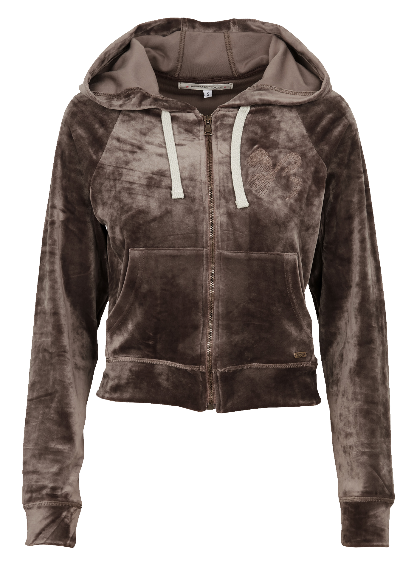 Straight velvet cardigan with hood BANANA MOON Brown