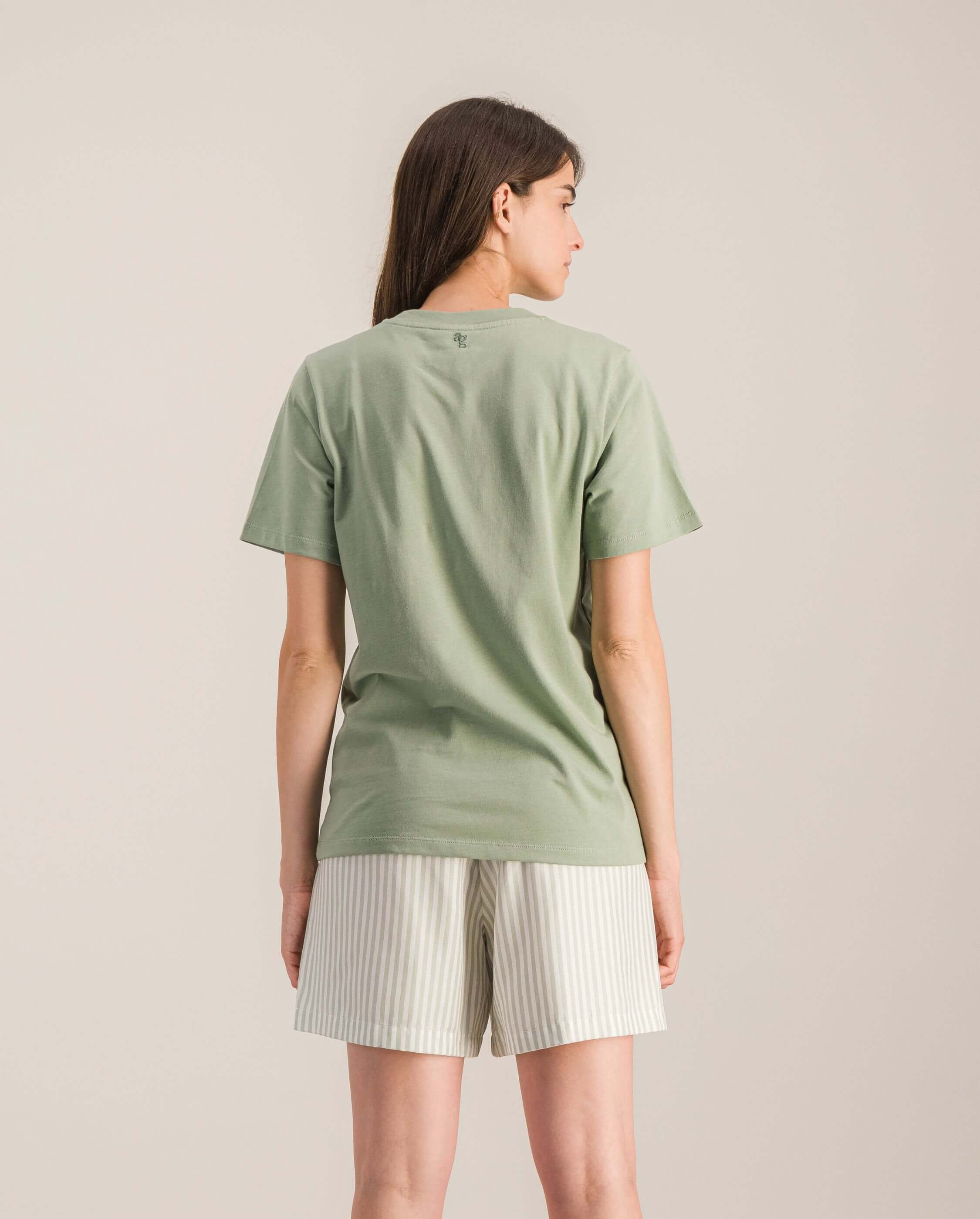 Short women's pajamas, sage ANGARDE Stripes