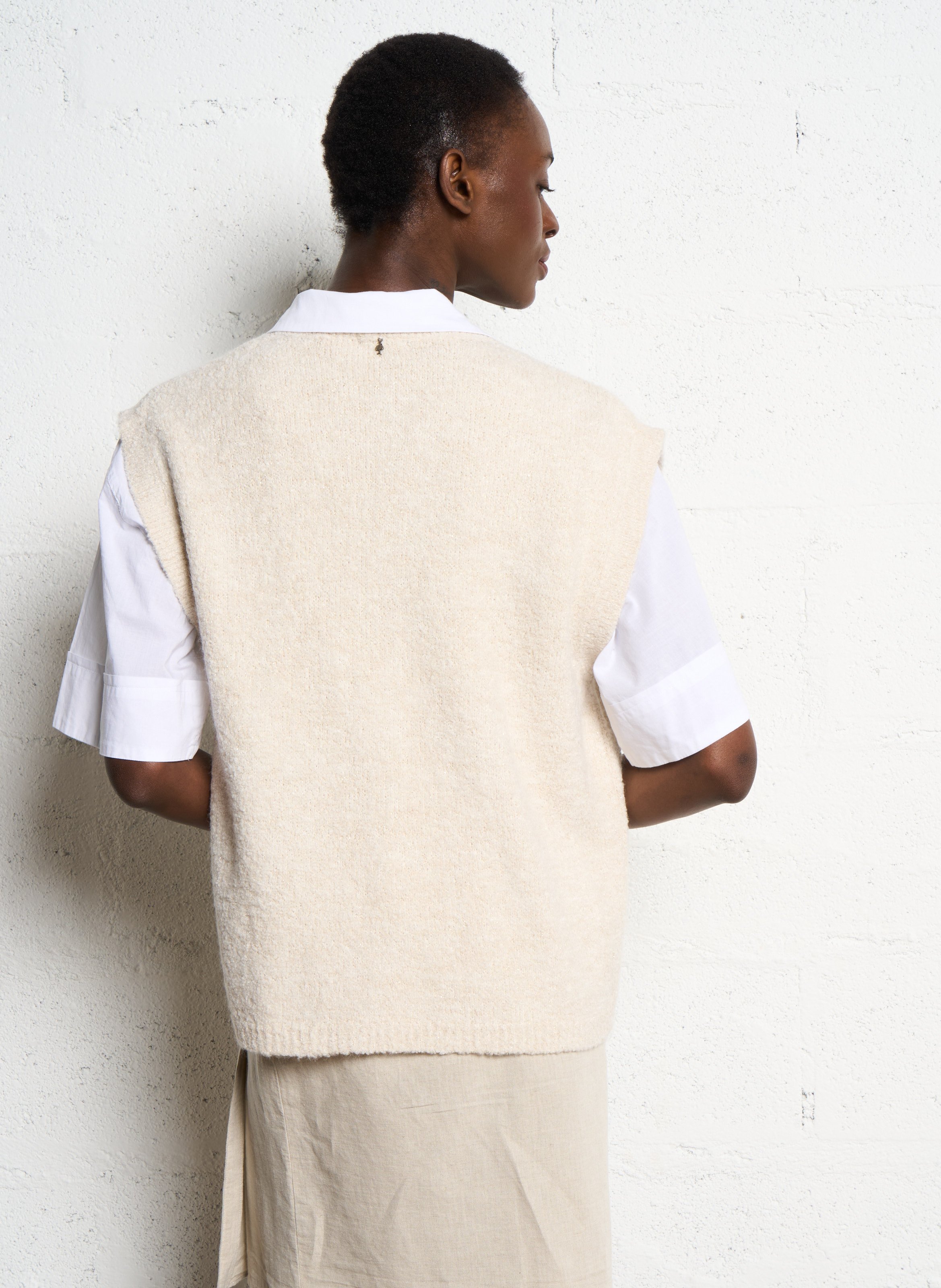 Polka dot vest ONE STEP White