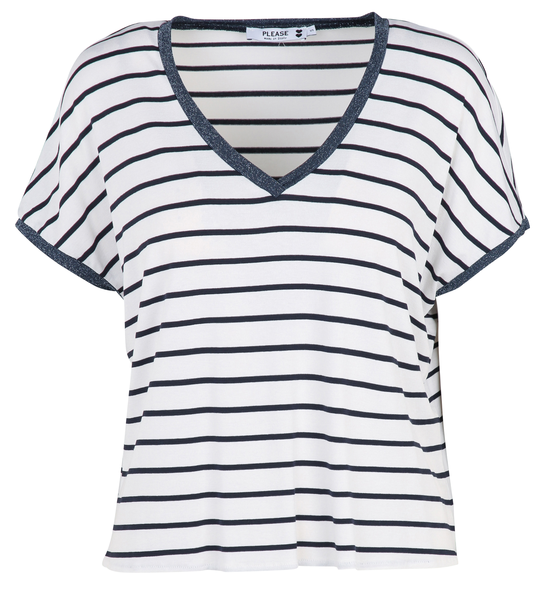 Loose-fit V-neck T-shirt PLEASE Multicolored