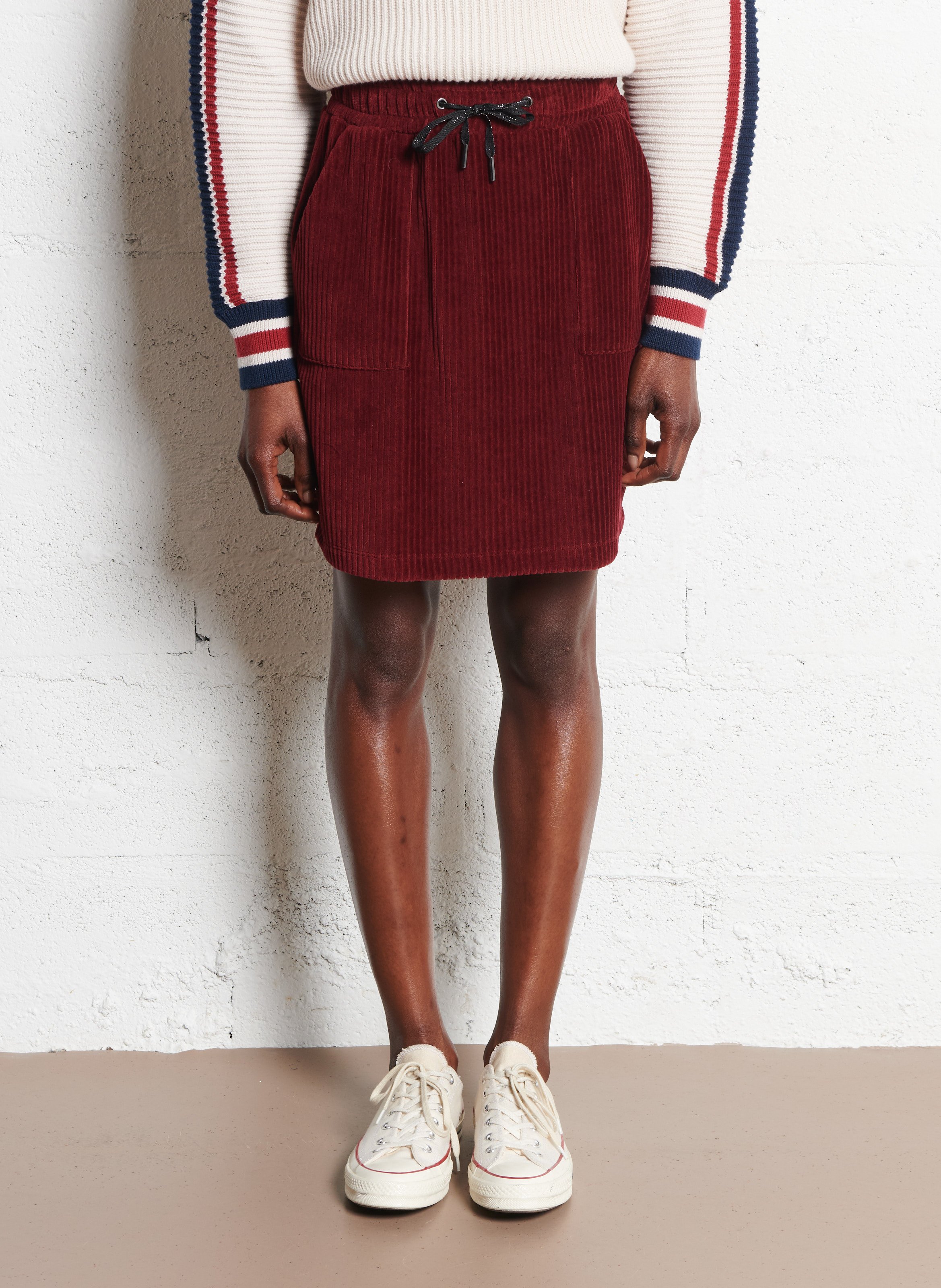 Jupe courte en maille de velours côtelée I CODE Rouge