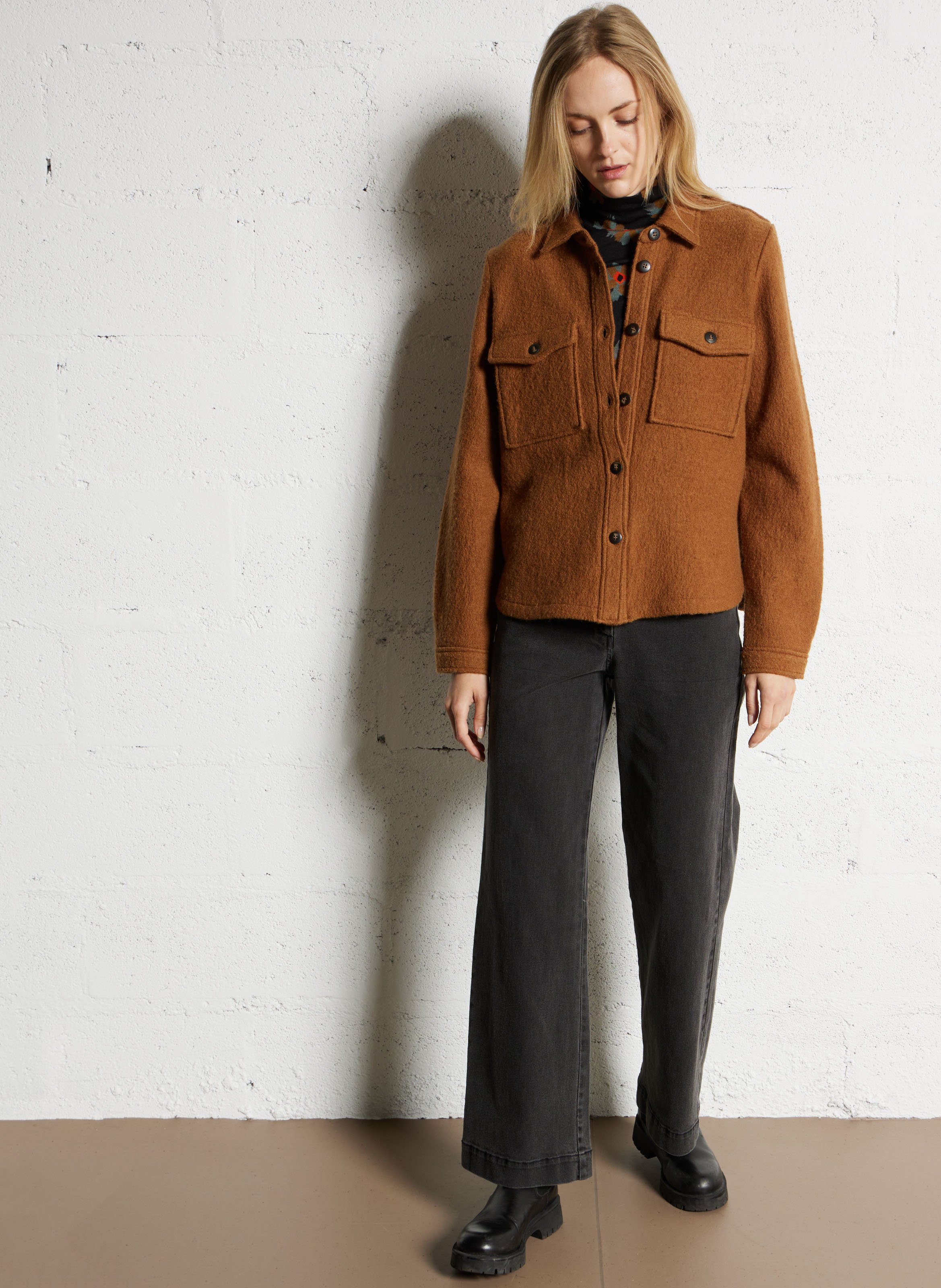 Veste droite en laine NICE THINGS Beige