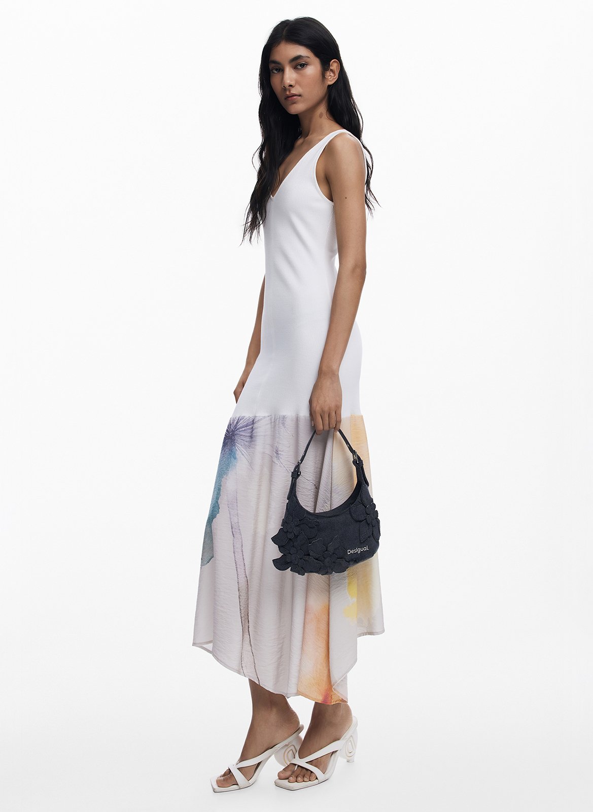 Schultertasche mit Blumenmuster aus Denim DESIGUAL Schwarz