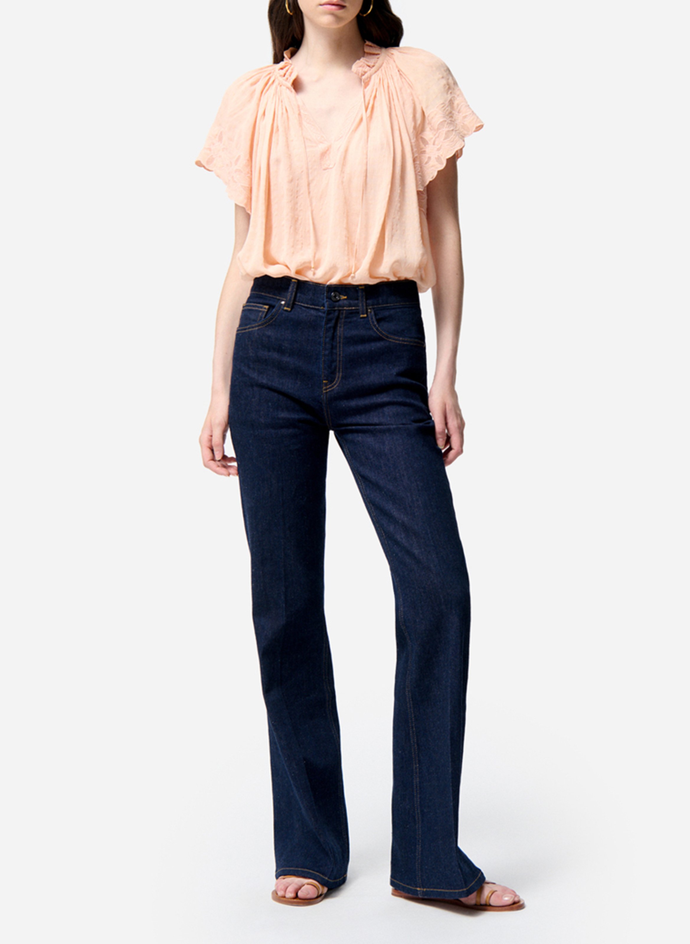 Round neck straight jacquard blouse VANESSA BRUNO Beige