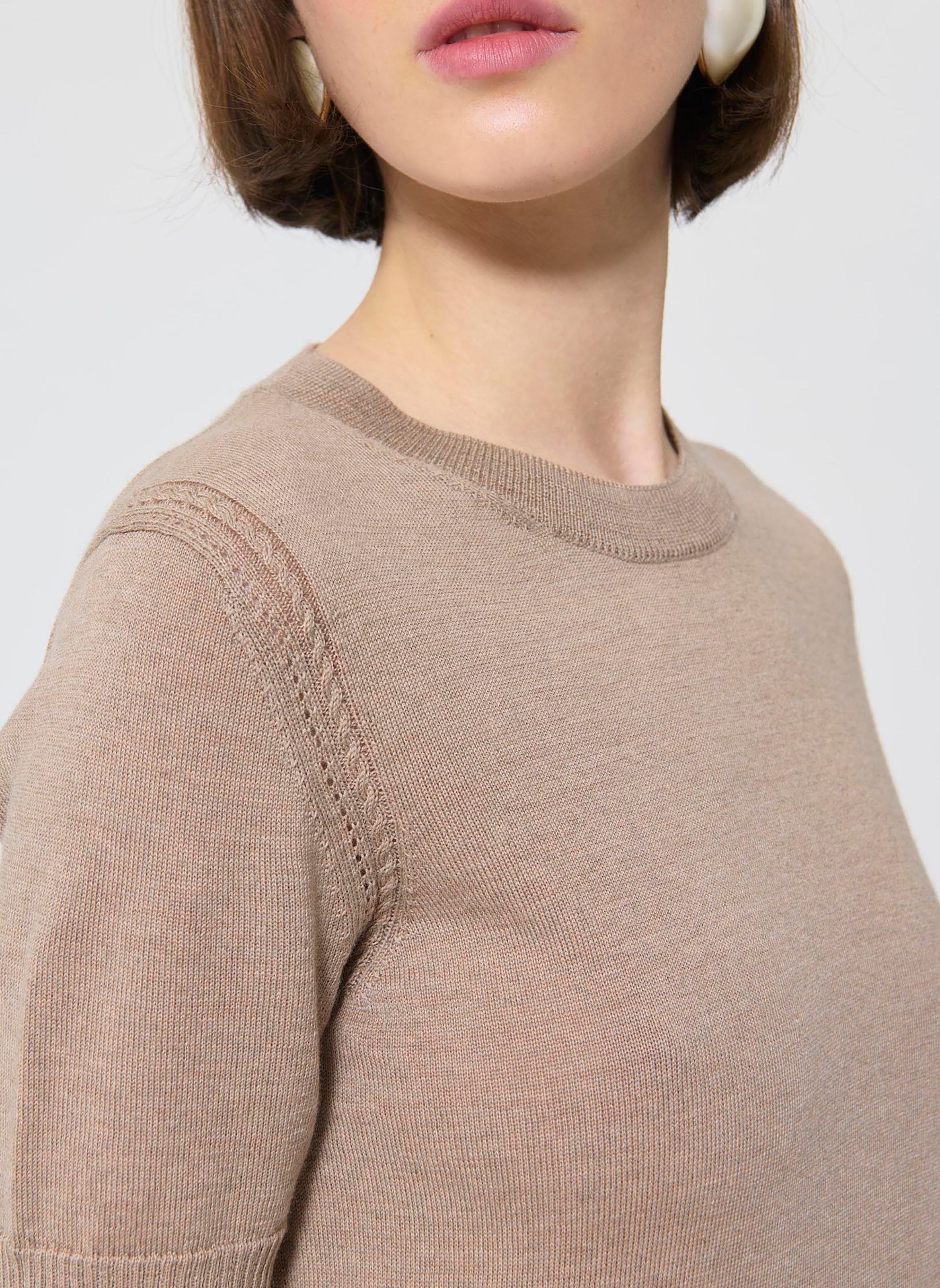 Pull col rond en laine TARA JARMON Marron