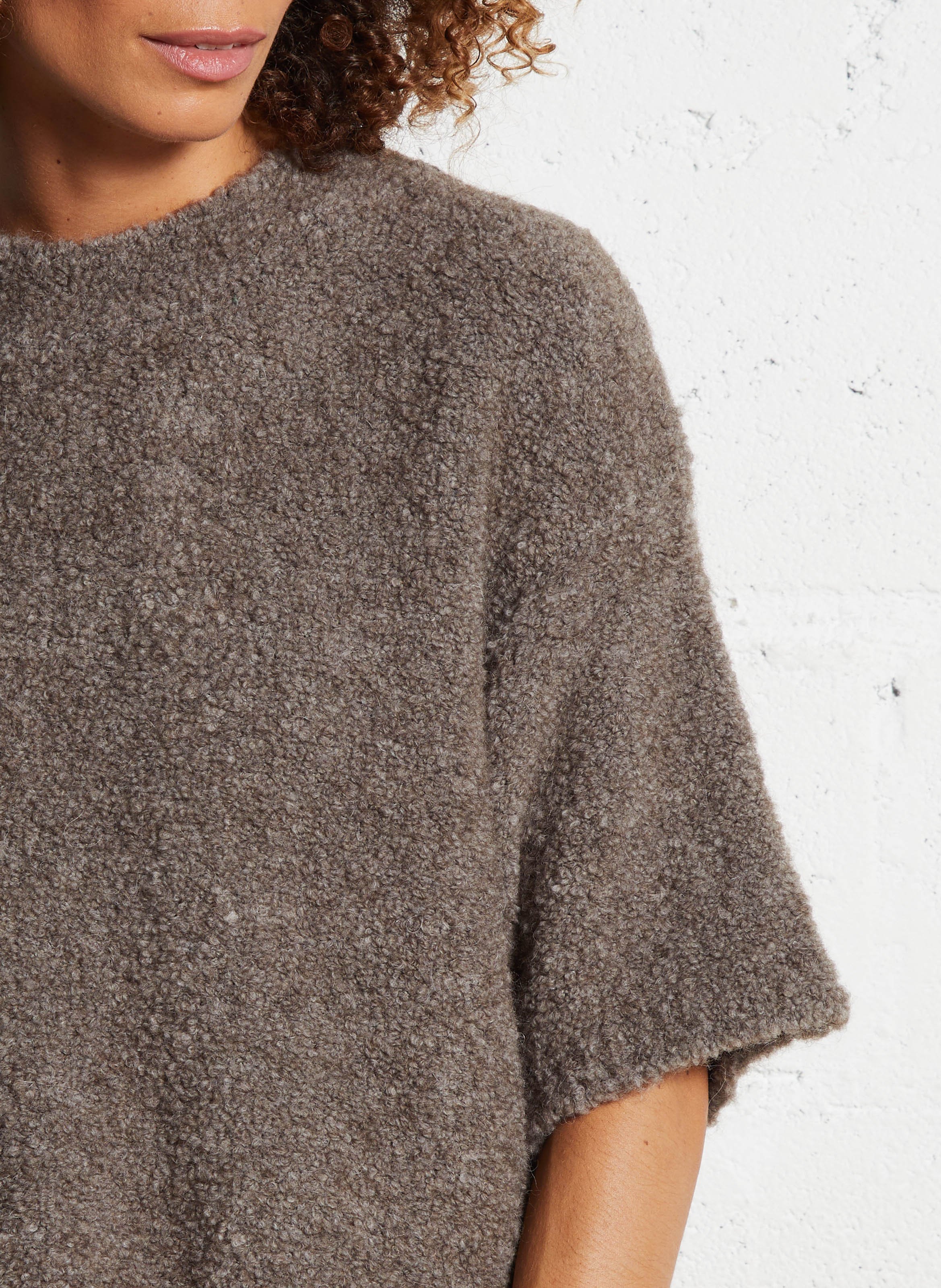 Pull oversize col rond en laine mélangée AMERICAN VINTAGE Beige