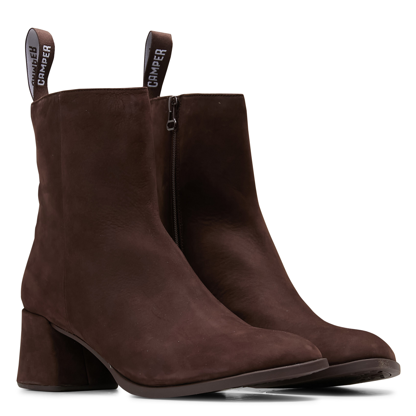 Bottines à talons unies en cuir CAMPER Marron