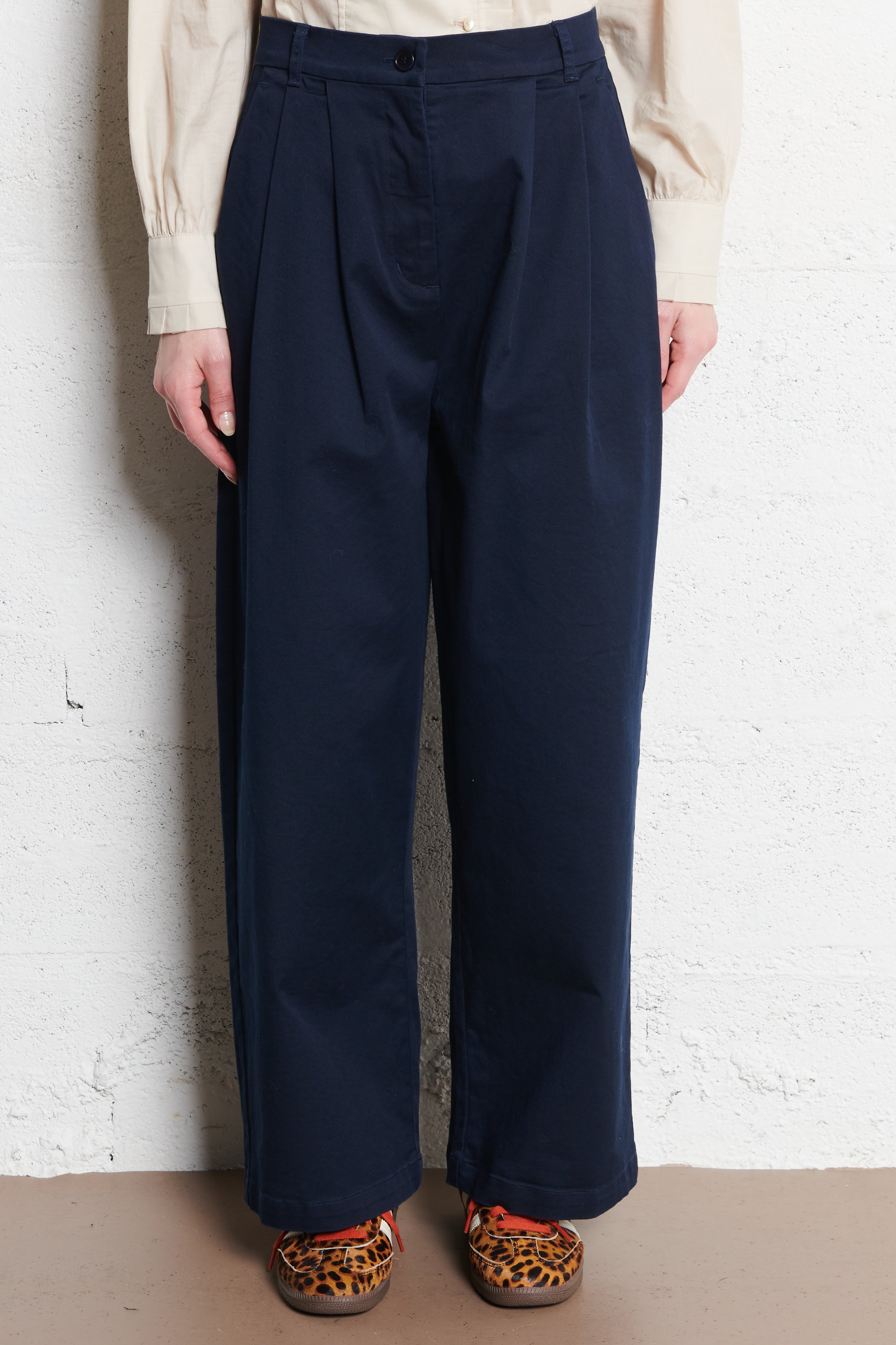 Chino van katoenmix RUE DE TOKYO Blauw