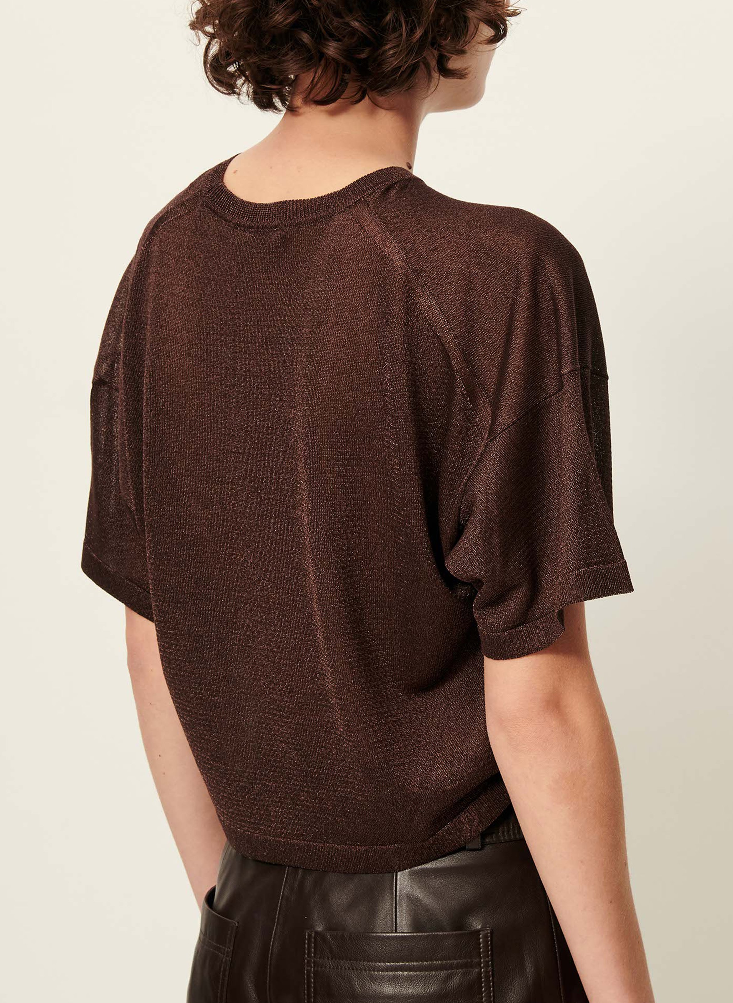 Pull court manches courtes uni SESSUN Marron