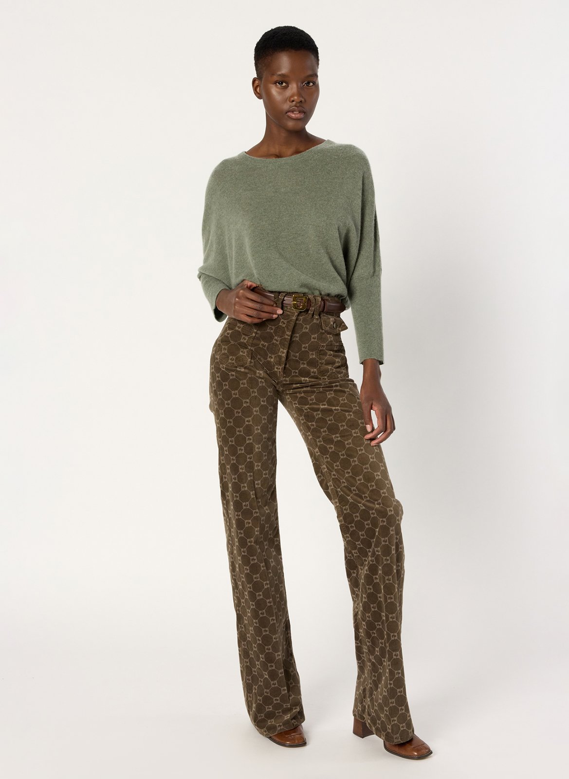 Kasjmier trui met opstaande kraag GERARD DAREL Kaki