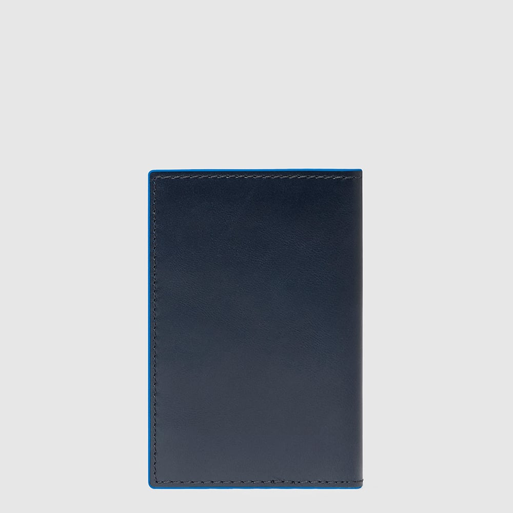 Slim leather men's wallet with credit card holder and RFID protection, vertical format PIQUADRO Blue
