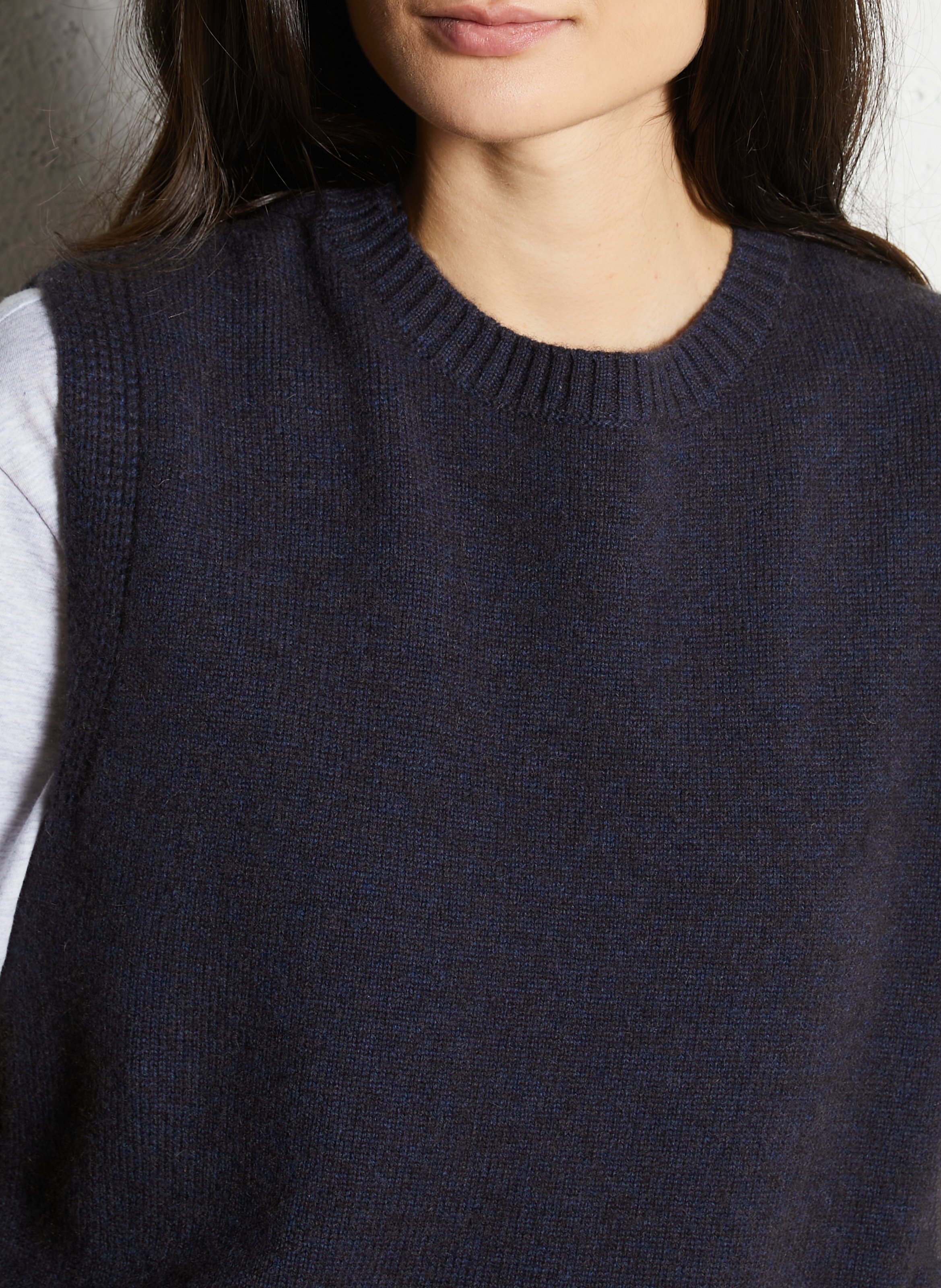Pull sans manches uni en laine MAISON 123 Bleu